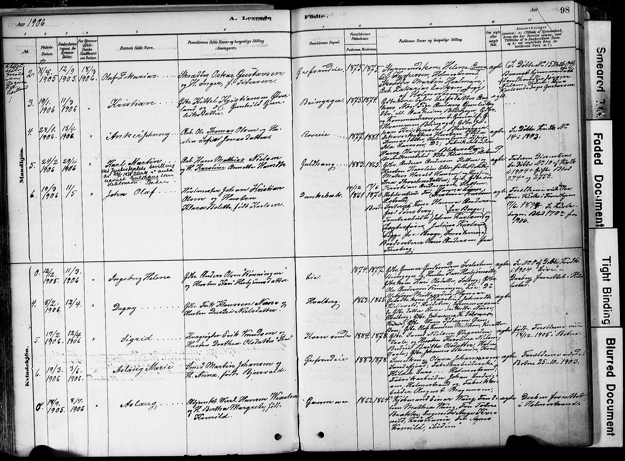 Botne kirkebøker, AV/SAKO-A-340/F/Fa/L0007: Parish register (official) no. I 7, 1878-1910, p. 98