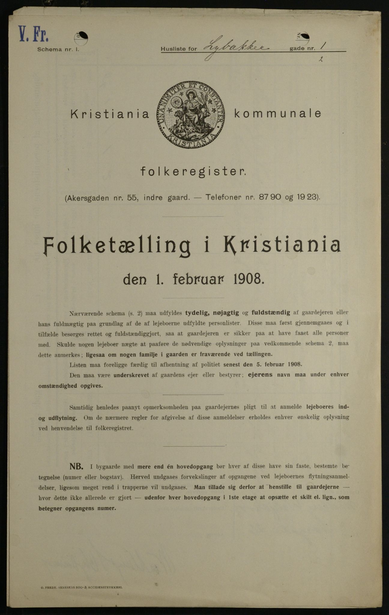 OBA, Municipal Census 1908 for Kristiania, 1908, p. 52322