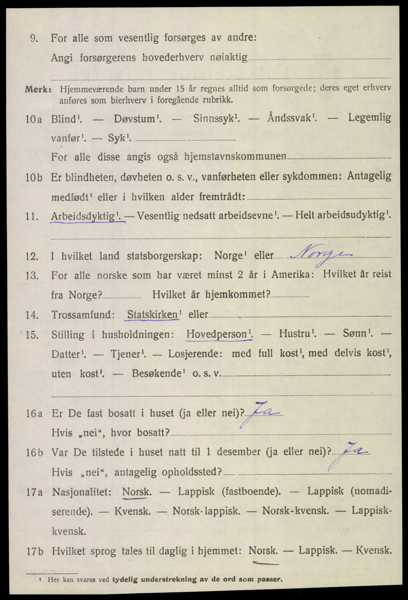 SAT, 1920 census for Lurøy, 1920, p. 5864