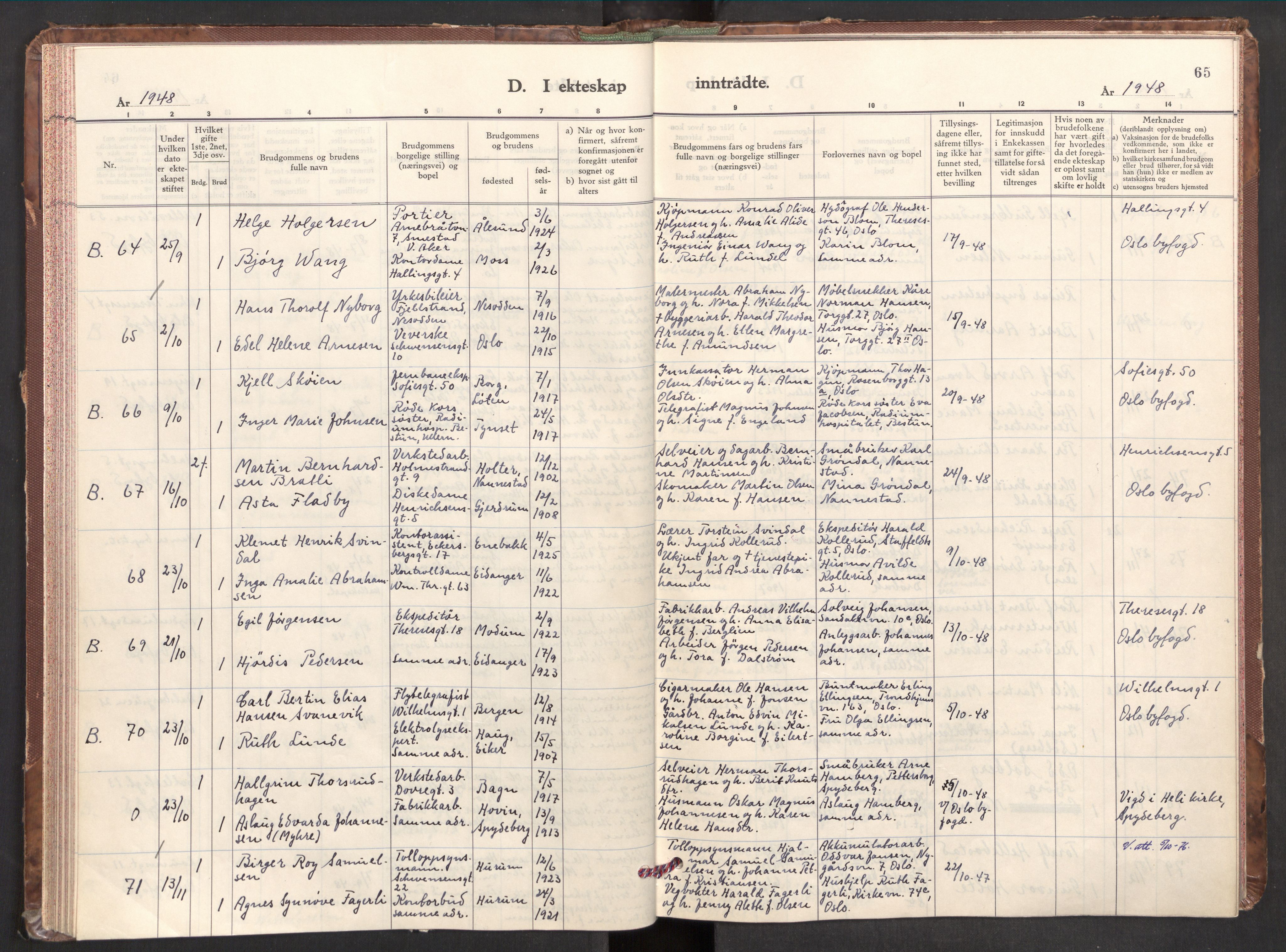 Markus prestekontor Kirkebøker, AV/SAO-A-10830/F/L0005: Parish register (official) no. 5, 1942-1960, p. 65