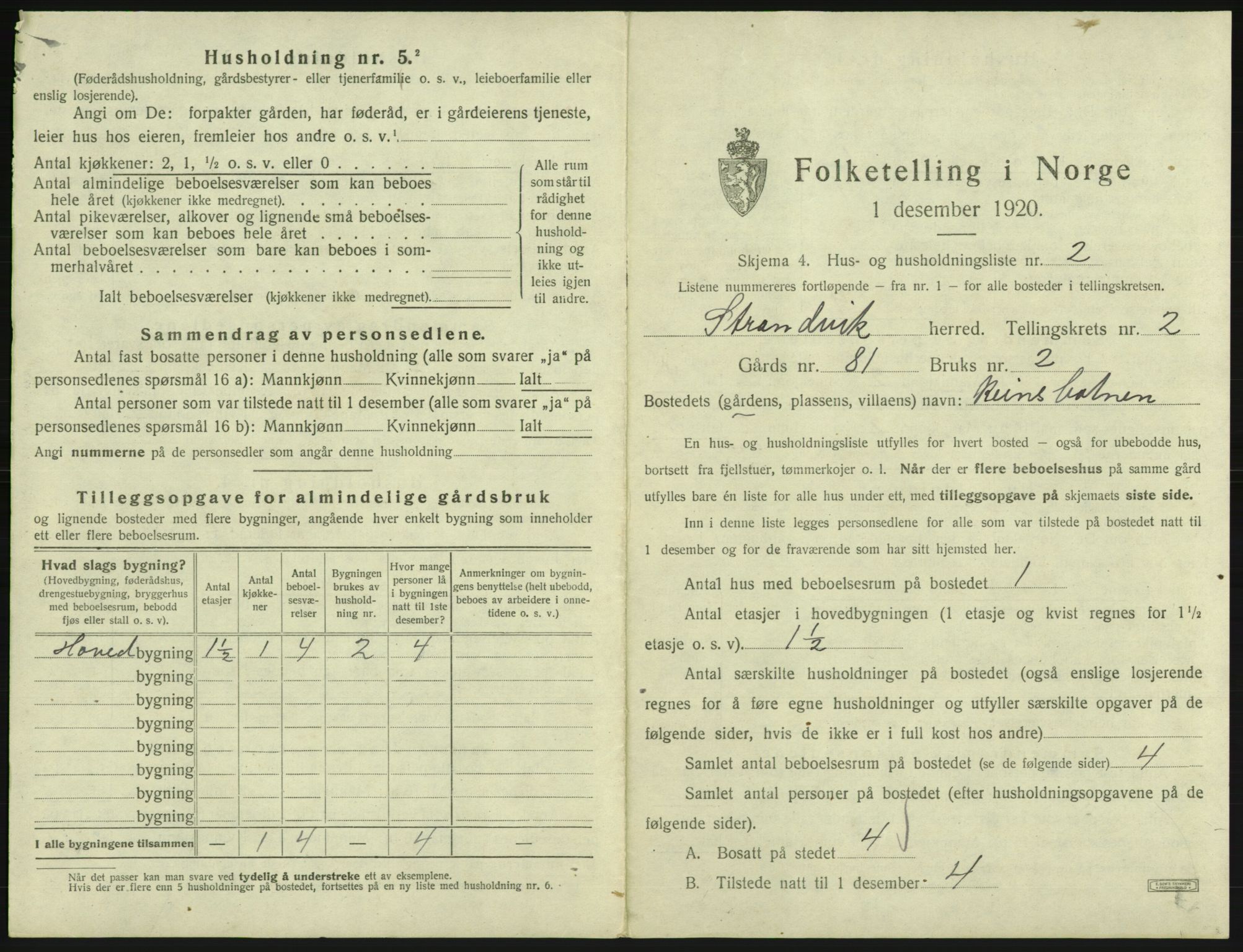 SAB, 1920 census for Strandvik, 1920, p. 113