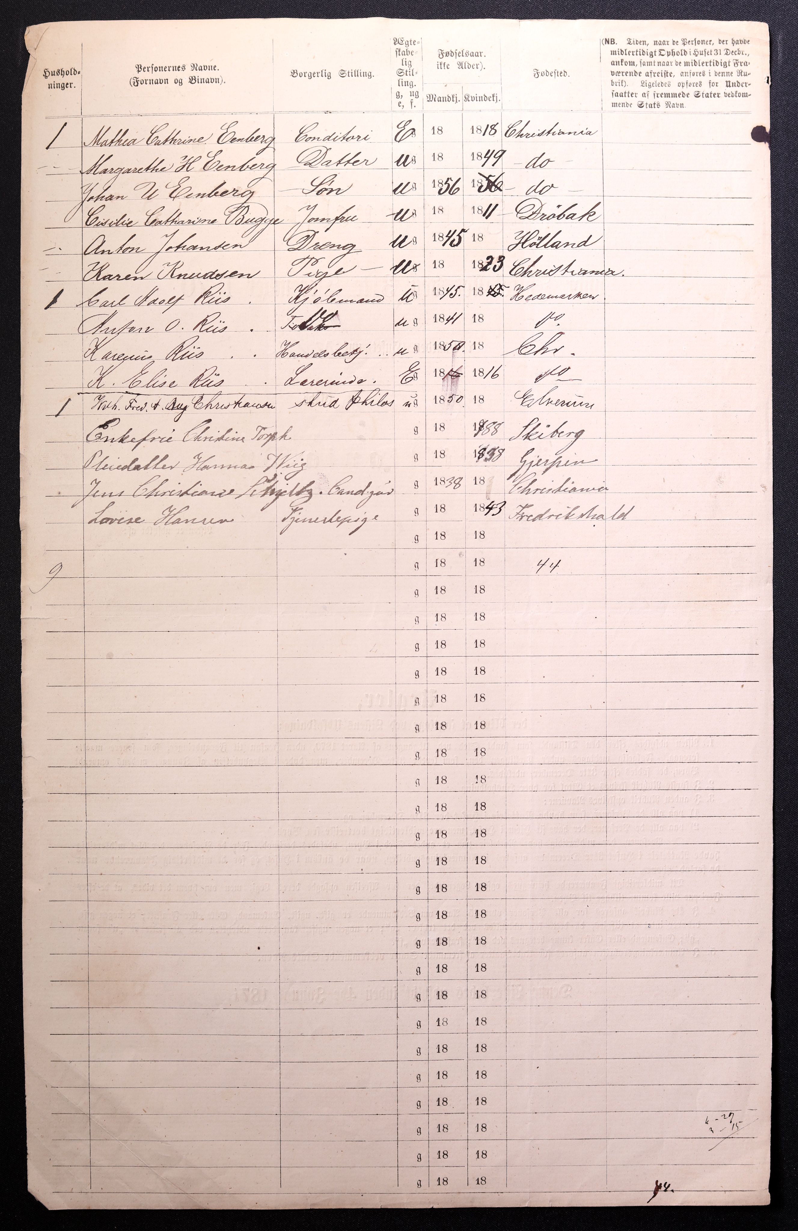 RA, 1870 census for 0301 Kristiania, 1870, p. 2509