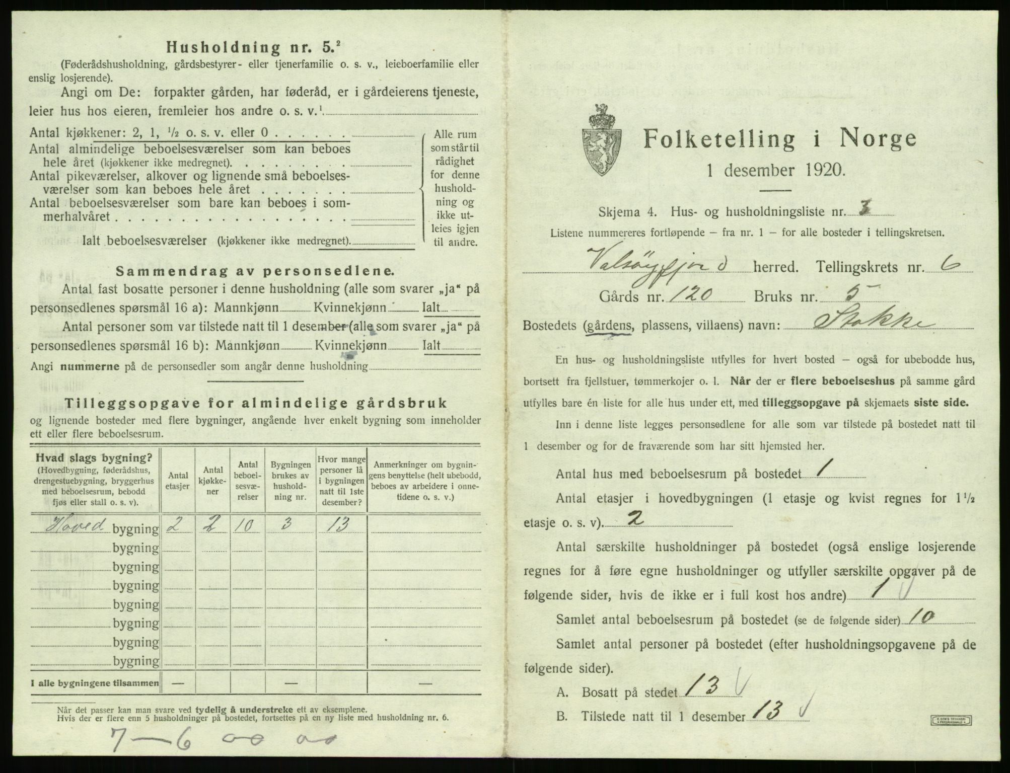 SAT, 1920 census for Valsøyfjord, 1920, p. 399