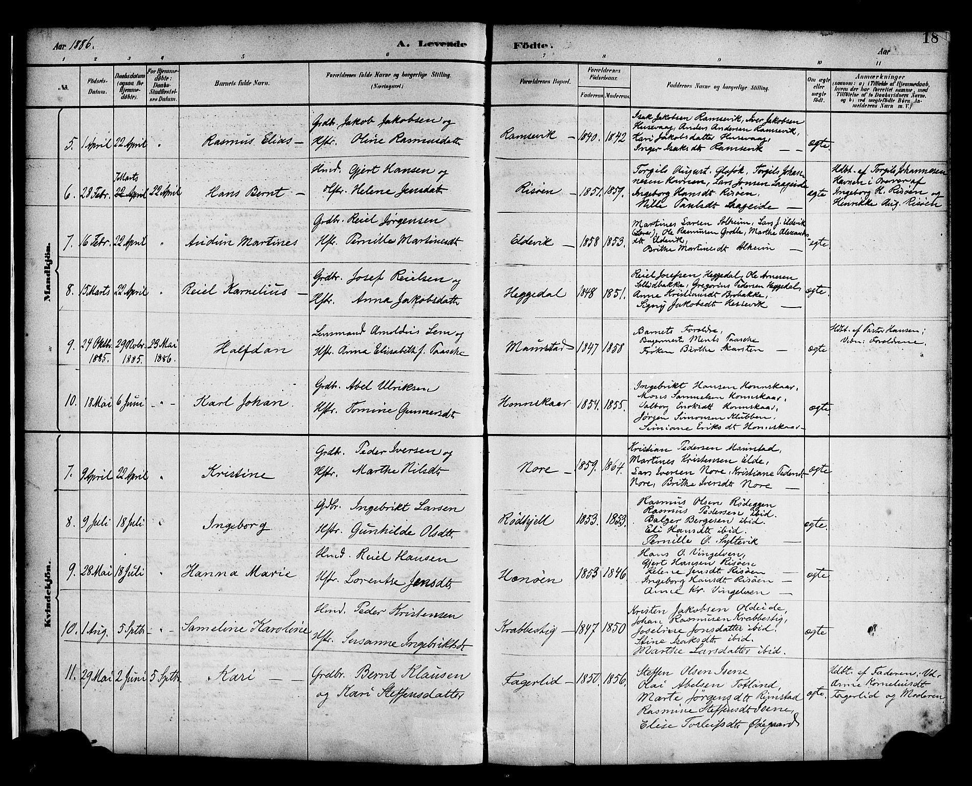Davik sokneprestembete, SAB/A-79701/H/Haa/Haad/L0001: Parish register (official) no. D 1, 1882-1900, p. 18