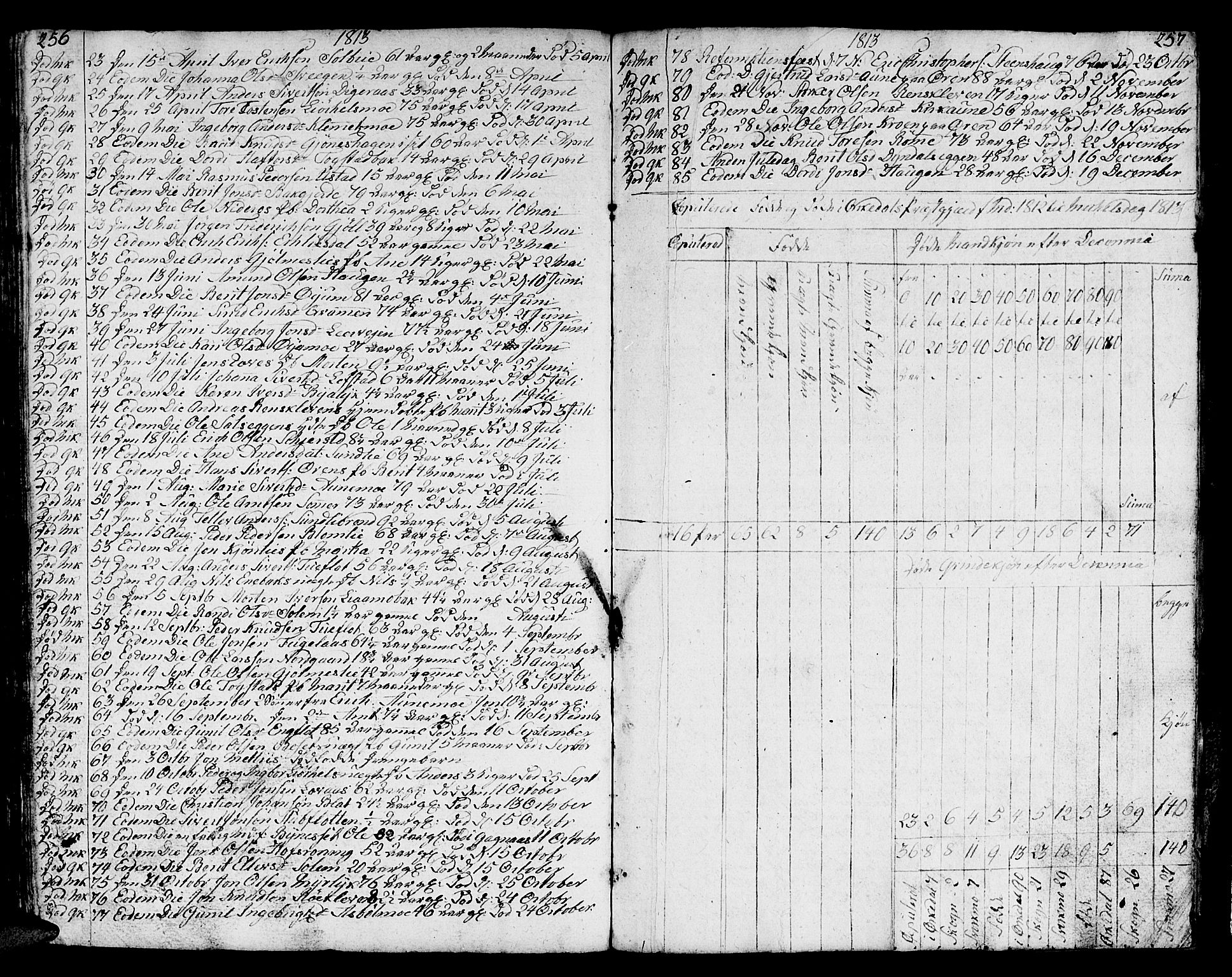 Ministerialprotokoller, klokkerbøker og fødselsregistre - Sør-Trøndelag, SAT/A-1456/668/L0815: Parish register (copy) no. 668C04, 1791-1815, p. 256-257