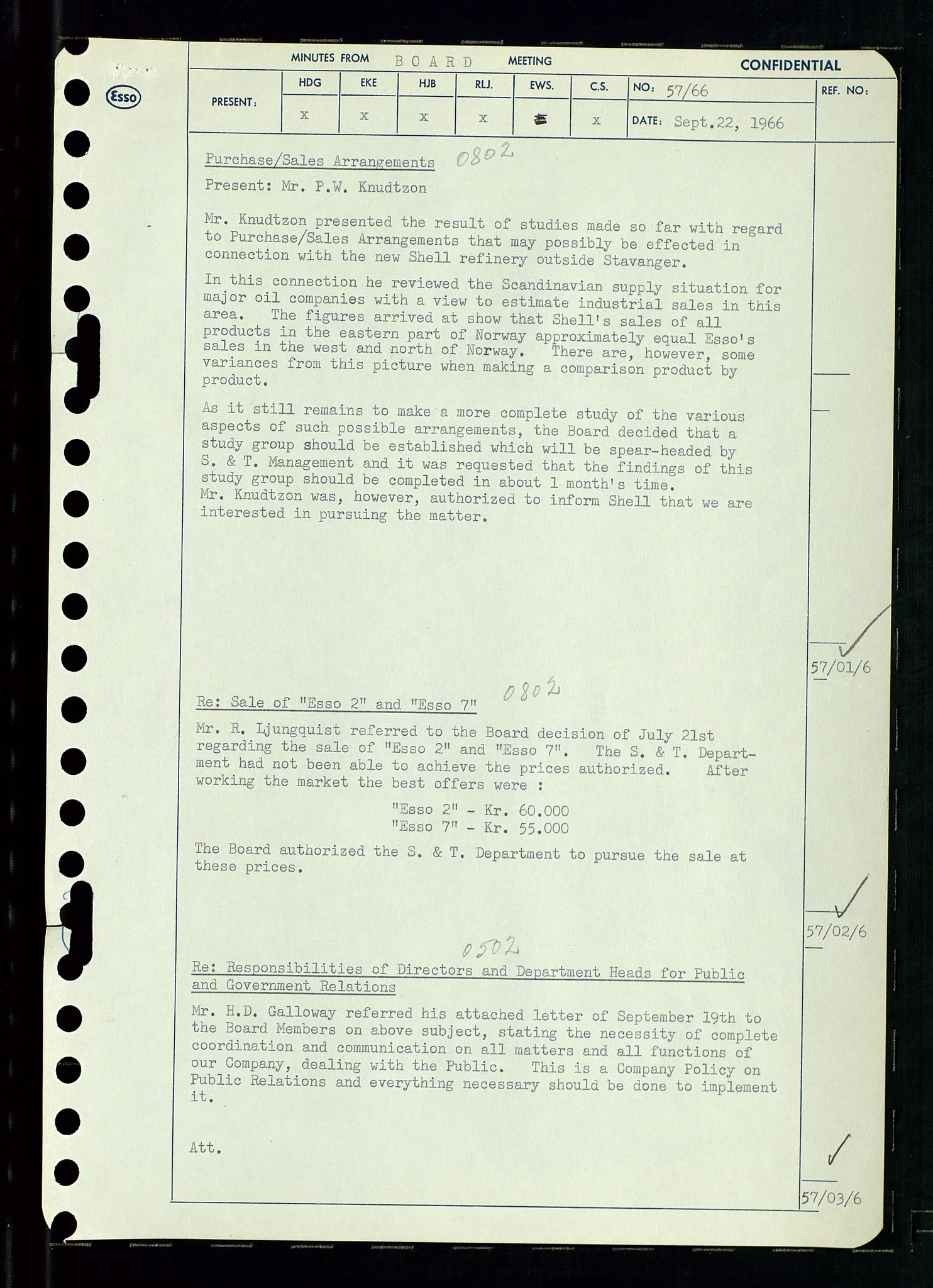 Pa 0982 - Esso Norge A/S, AV/SAST-A-100448/A/Aa/L0002/0002: Den administrerende direksjon Board minutes (styrereferater) / Den administrerende direksjon Board minutes (styrereferater), 1966, p. 118