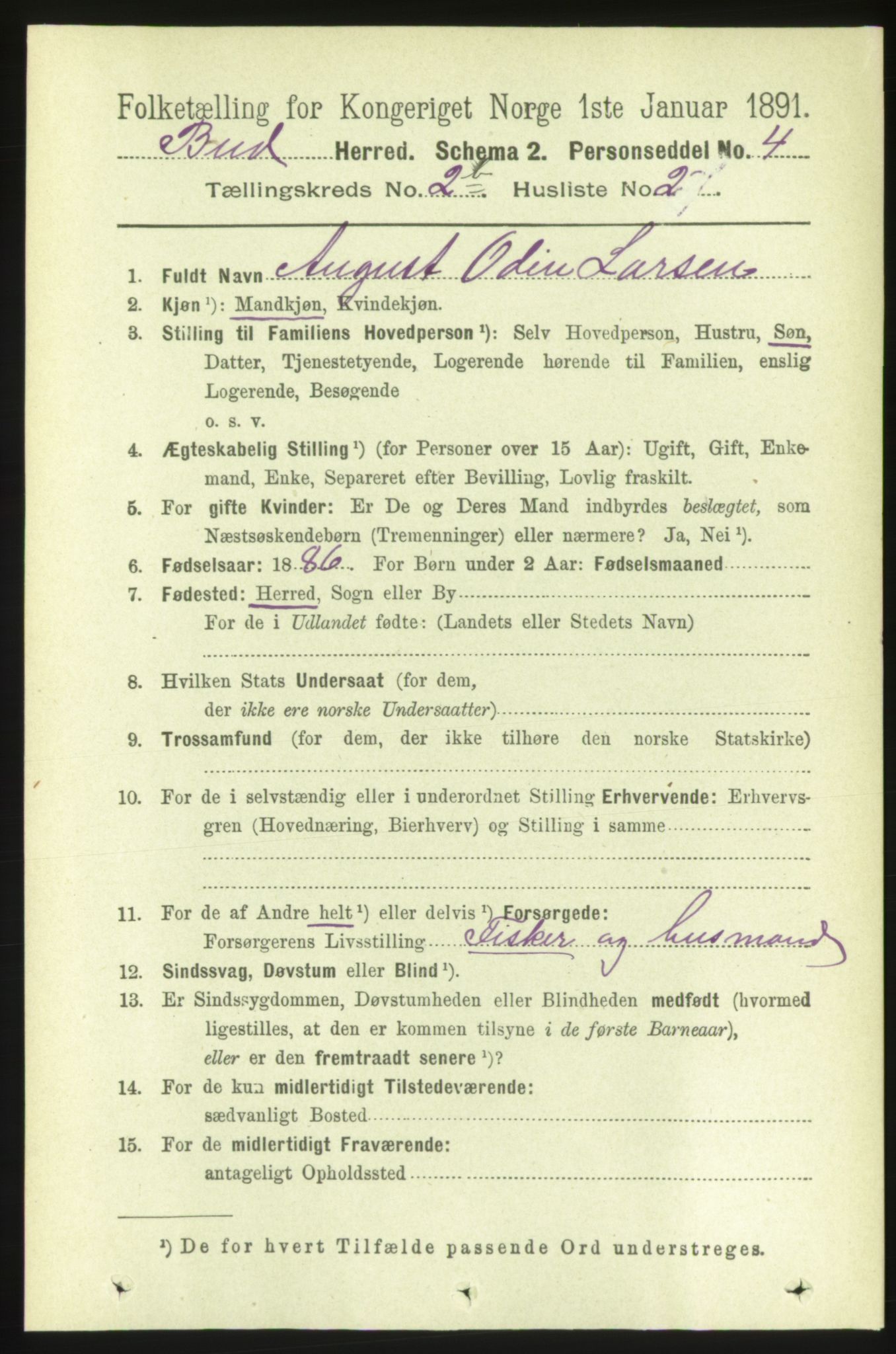 RA, 1891 census for 1549 Bud, 1891, p. 1234