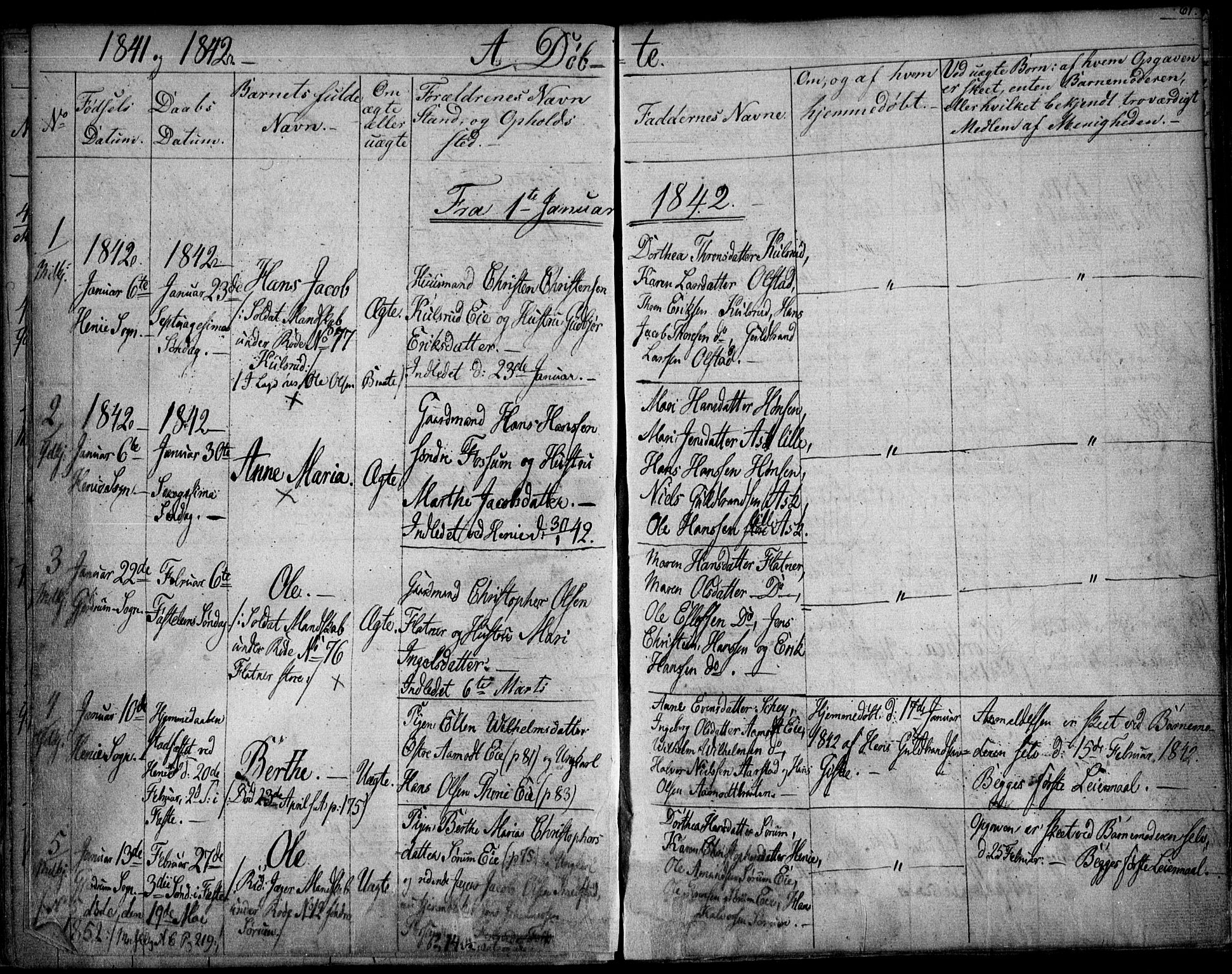 Gjerdrum prestekontor Kirkebøker, SAO/A-10412b/F/Fa/L0005: Parish register (official) no. I 5, 1835-1845, p. 61