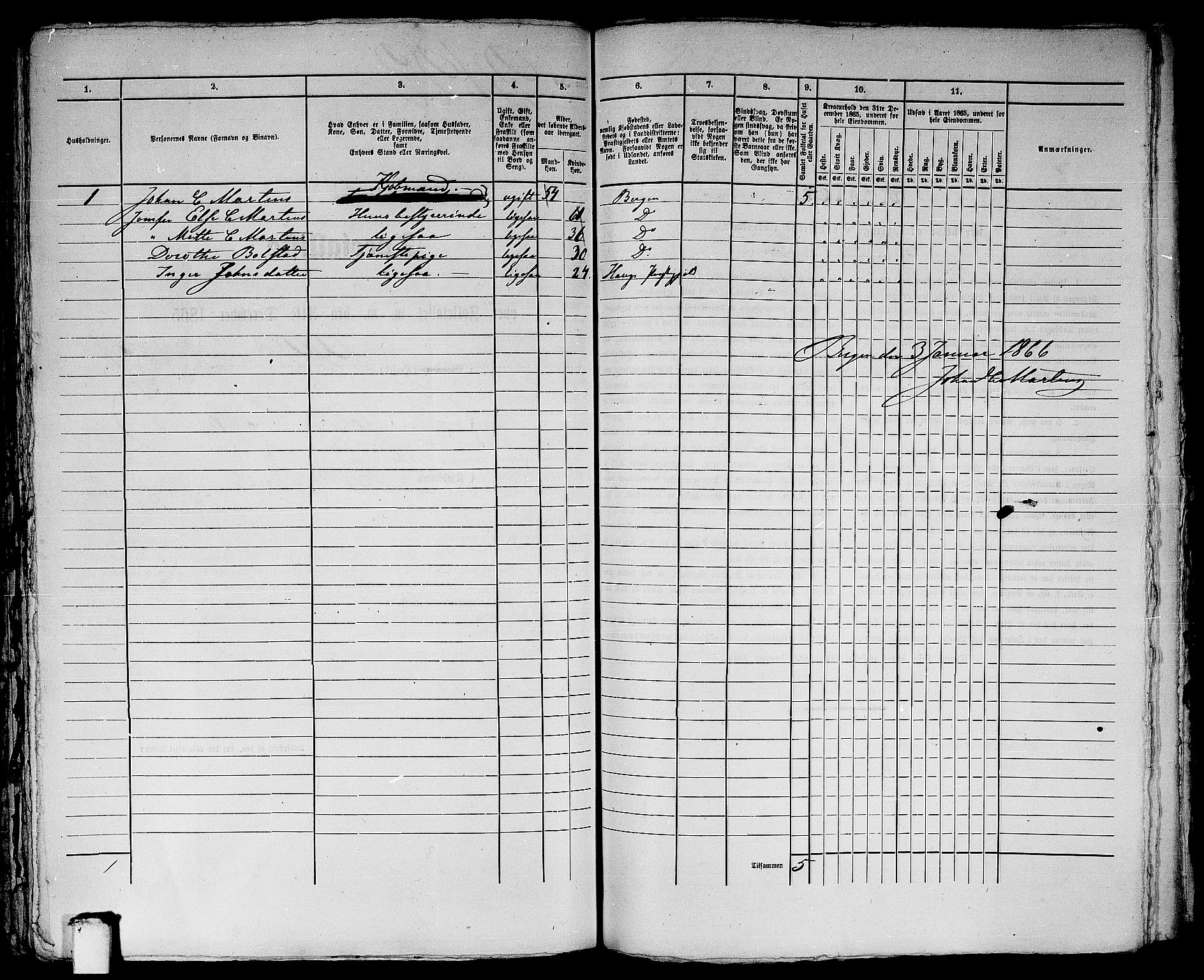 RA, 1865 census for Bergen, 1865, p. 4339