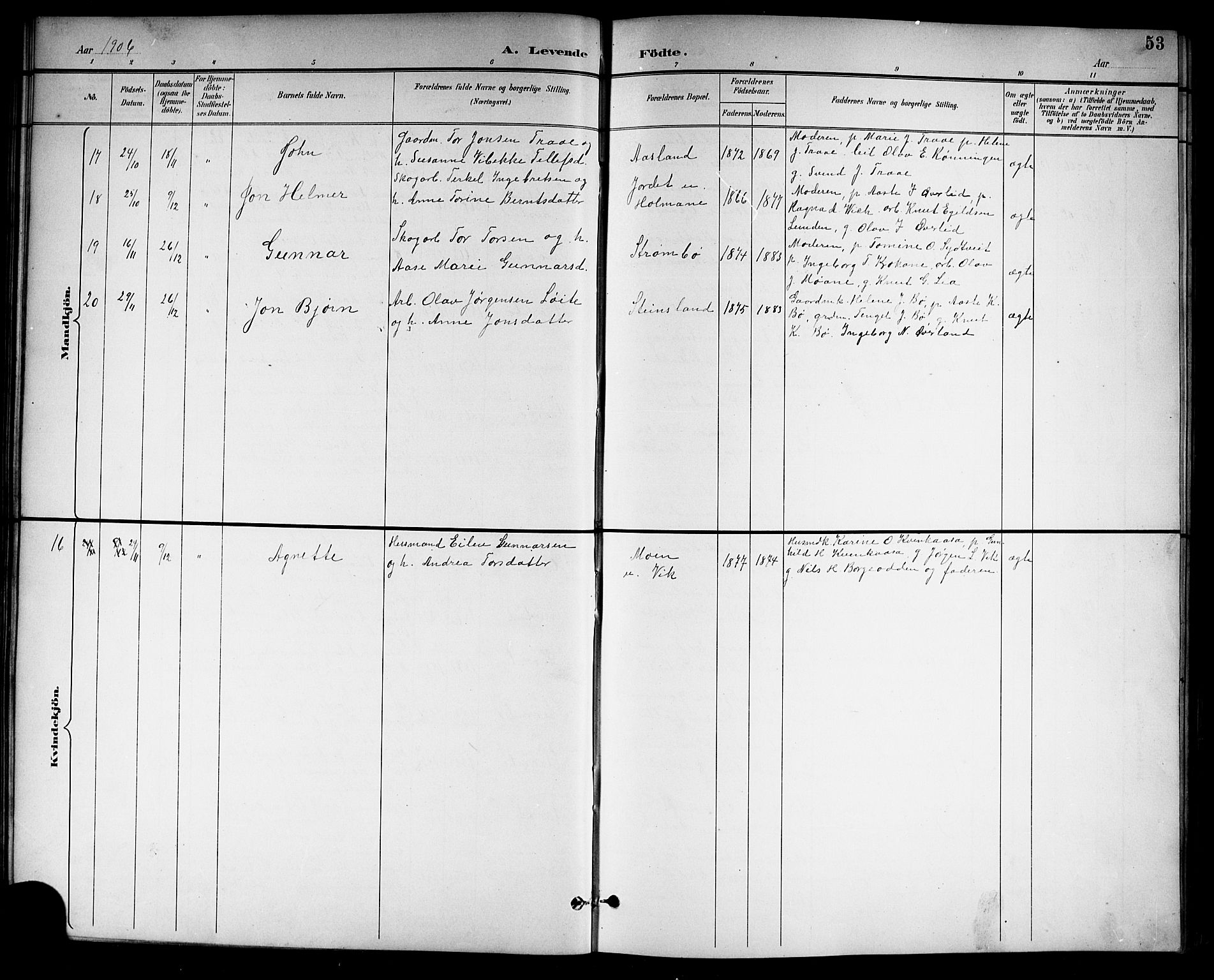 Drangedal kirkebøker, SAKO/A-258/G/Gb/L0002: Parish register (copy) no. II 2, 1895-1918, p. 53