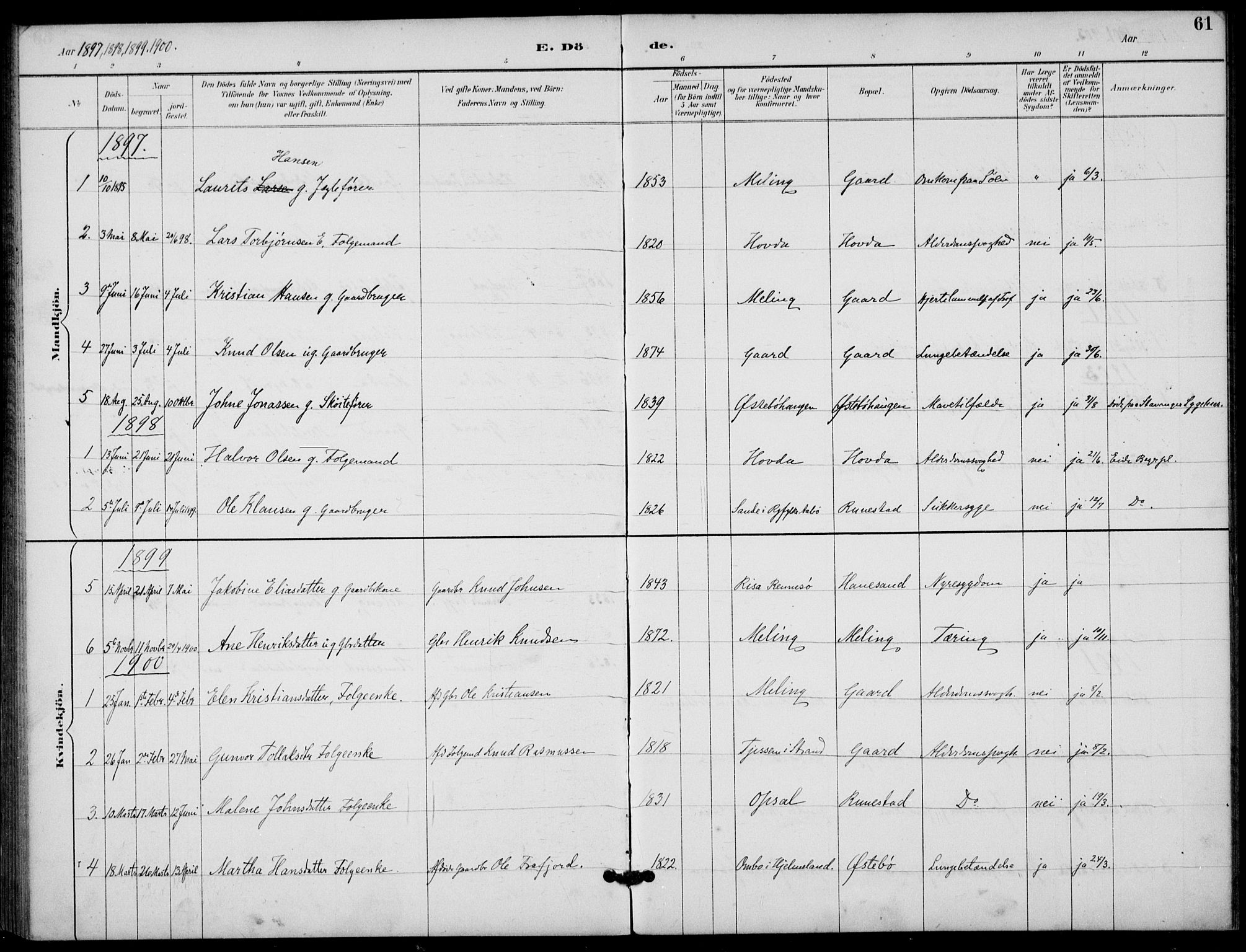Finnøy sokneprestkontor, SAST/A-101825/H/Ha/Haa/L0012: Parish register (official) no. A 12, 1889-1917, p. 61