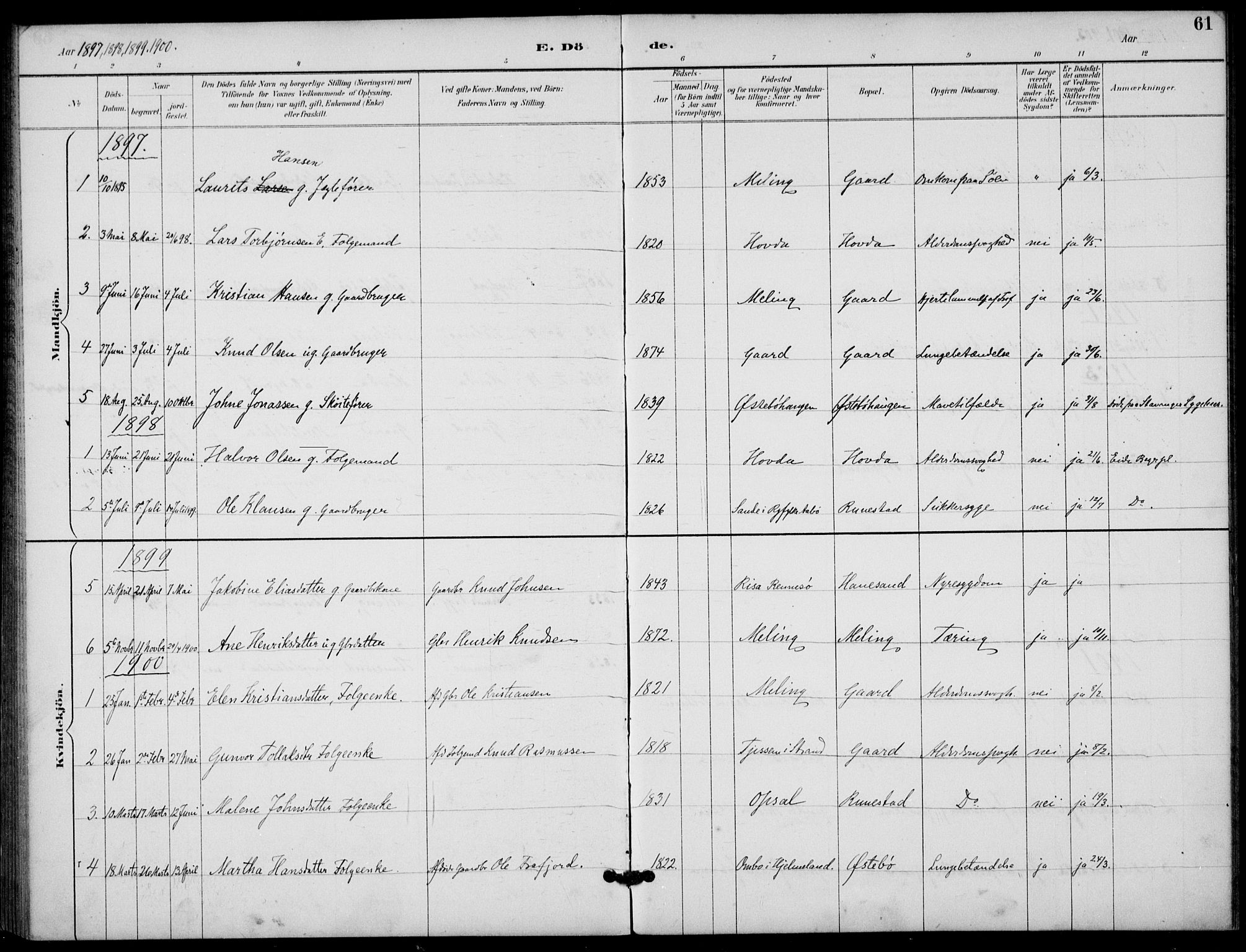 Finnøy sokneprestkontor, AV/SAST-A-101825/H/Ha/Haa/L0012: Parish register (official) no. A 12, 1889-1917, p. 61