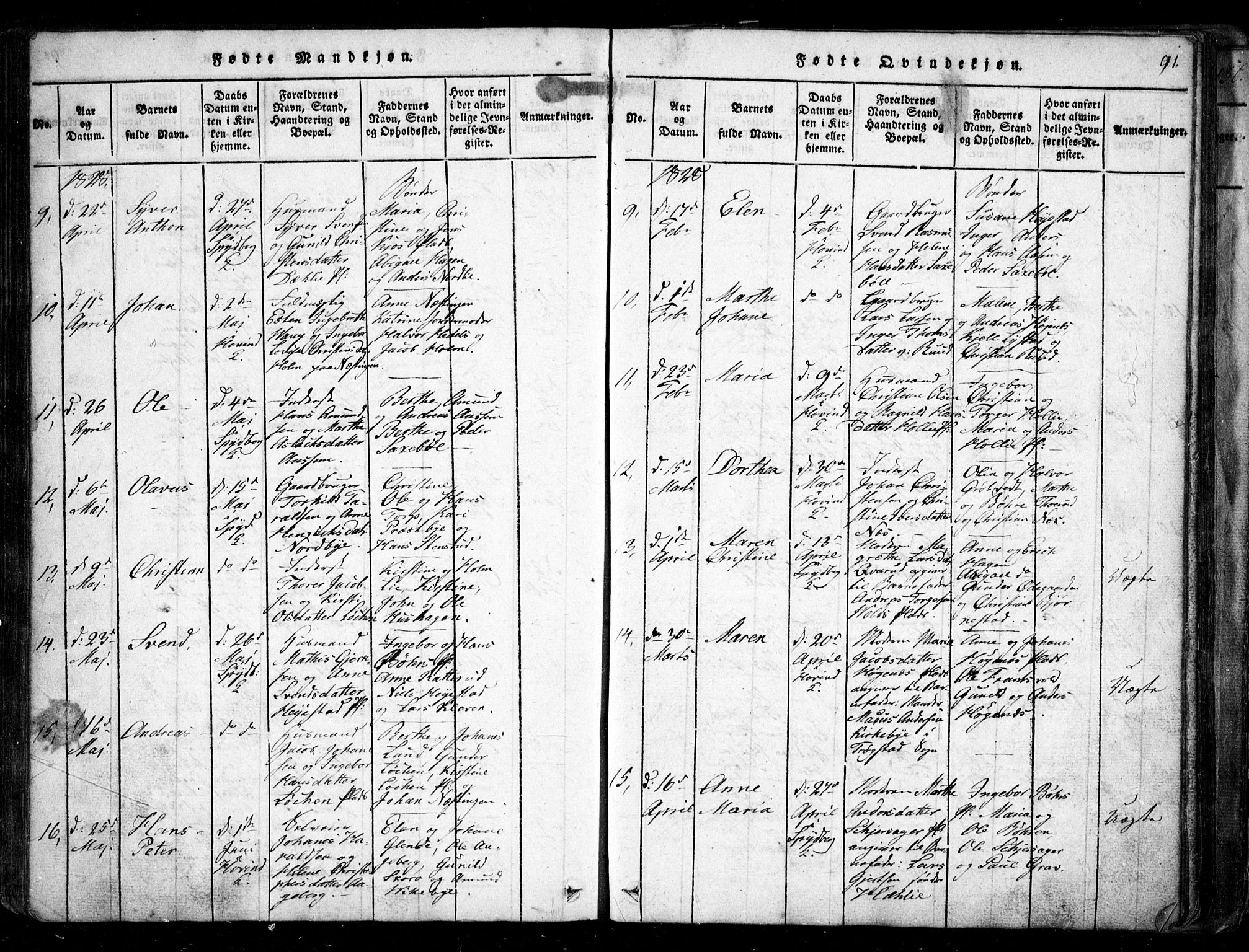 Spydeberg prestekontor Kirkebøker, SAO/A-10924/G/Ga/L0001: Parish register (copy) no. I 1, 1814-1868, p. 91