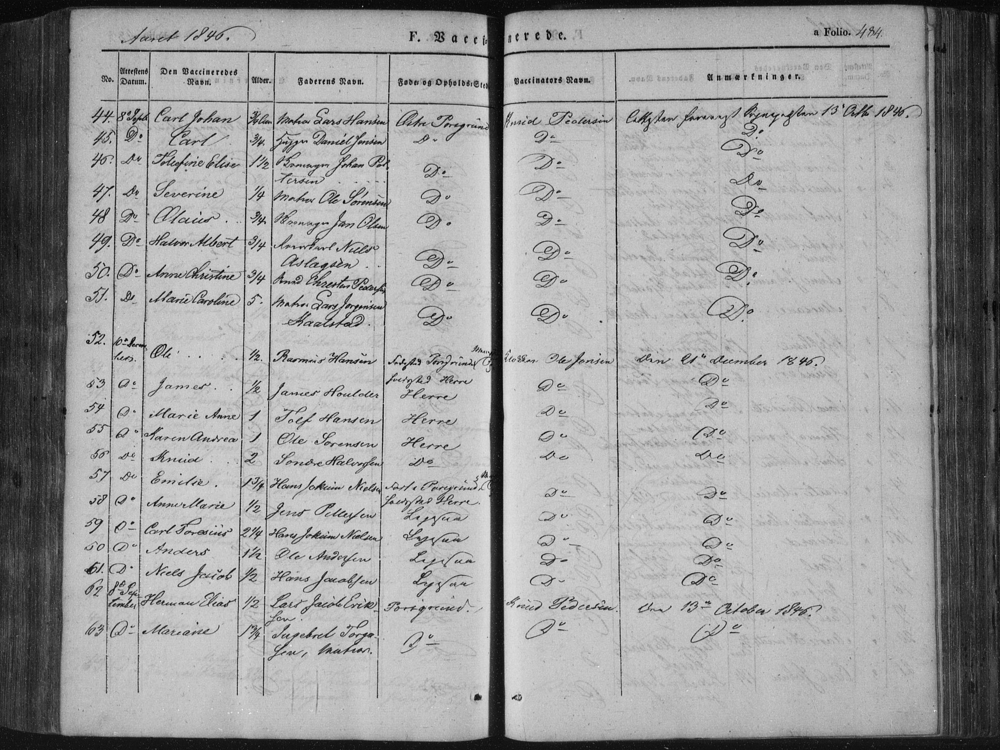 Porsgrunn kirkebøker , SAKO/A-104/F/Fa/L0006: Parish register (official) no. 6, 1841-1857, p. 484