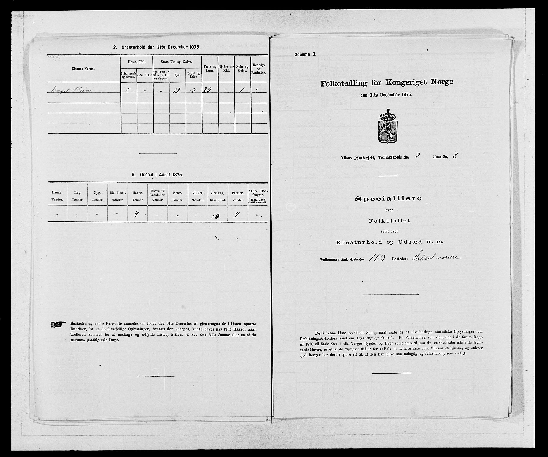 SAB, 1875 census for 1238P Vikør, 1875, p. 992