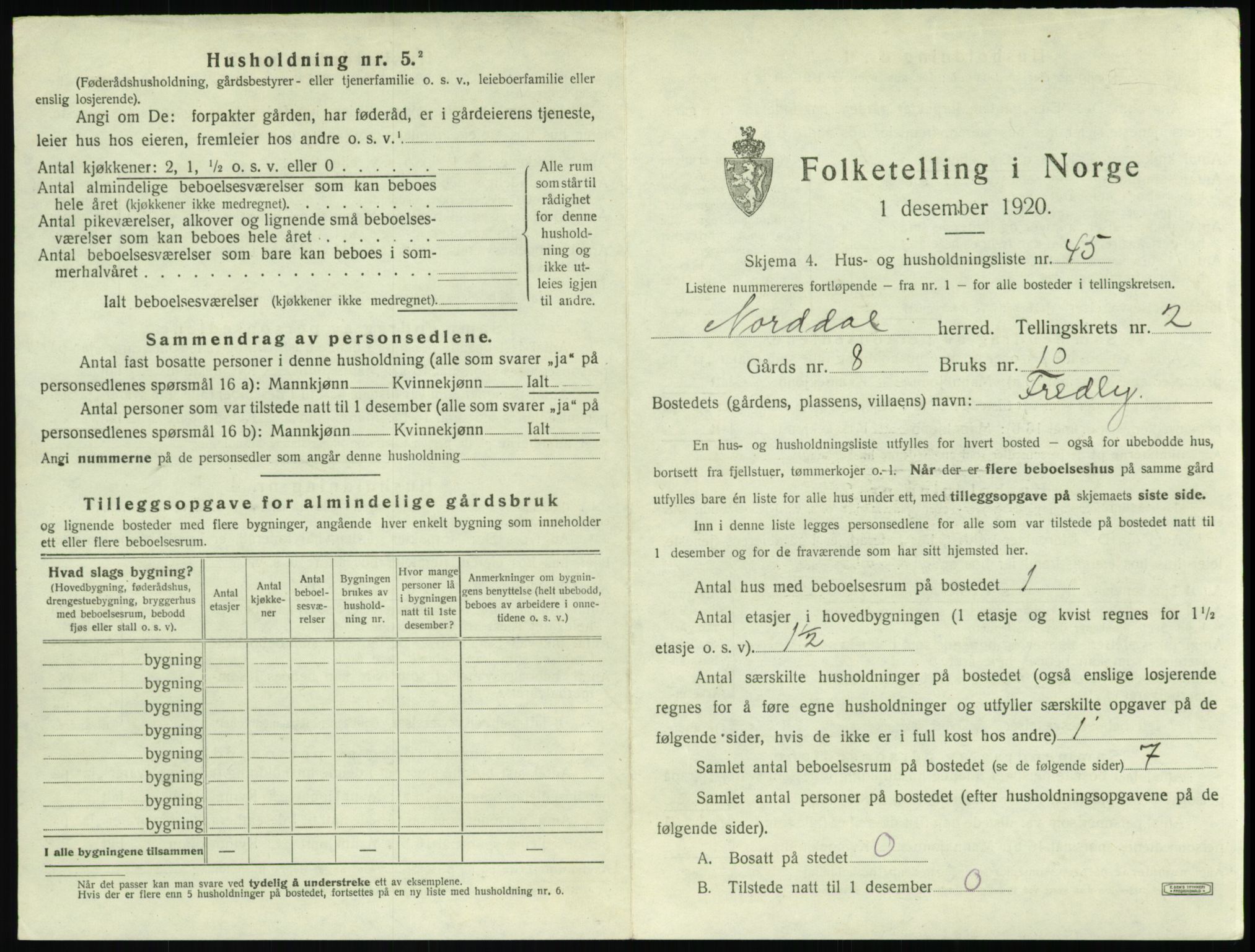 SAT, 1920 census for Norddal, 1920, p. 237