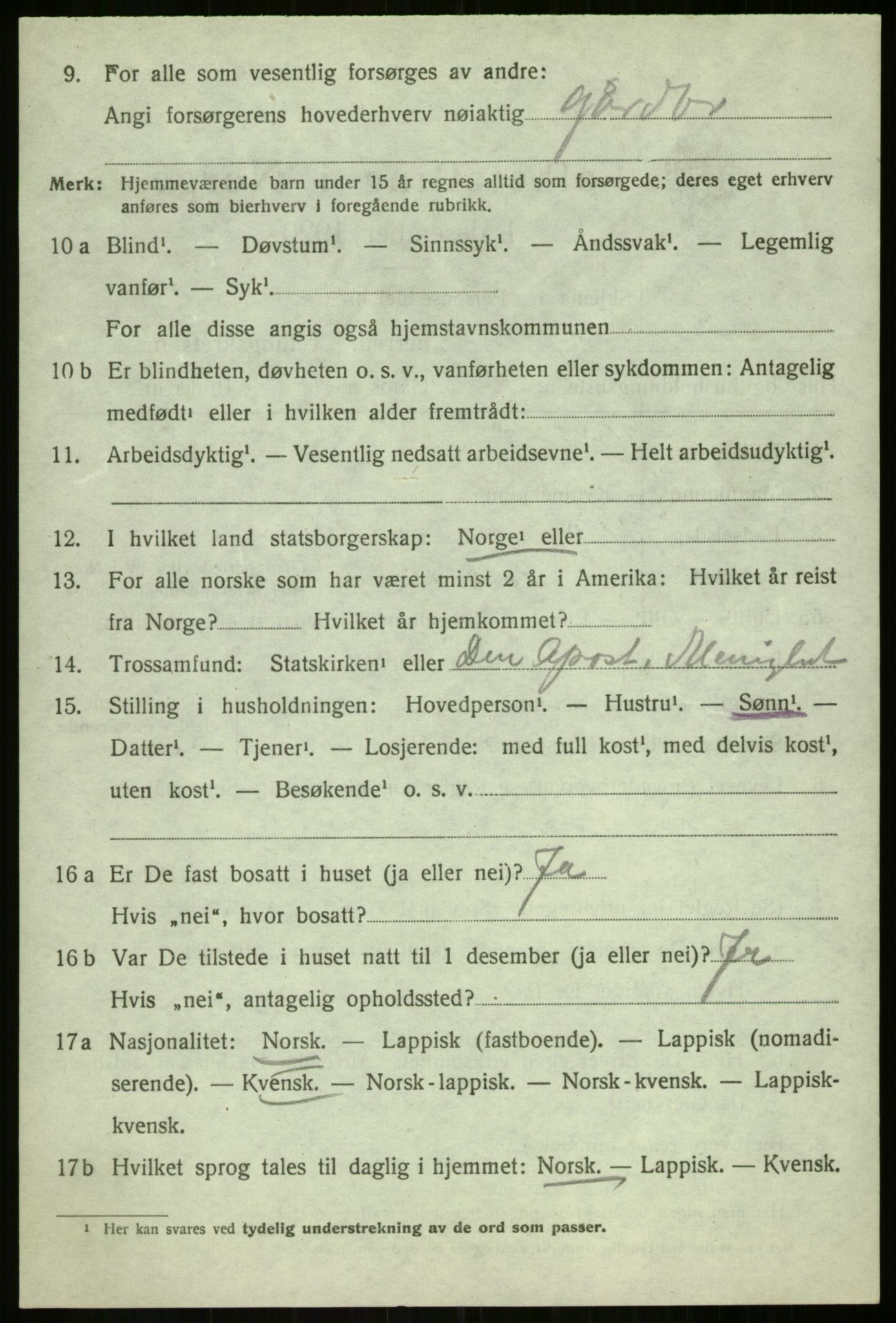 SATØ, 1920 census for Balsfjord, 1920, p. 3521