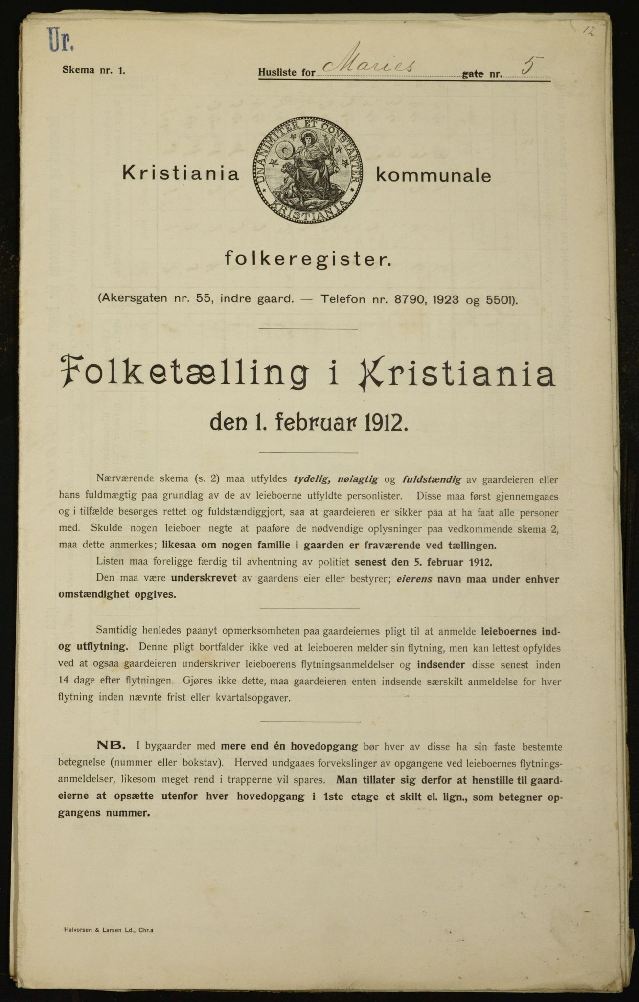 OBA, Municipal Census 1912 for Kristiania, 1912, p. 63228