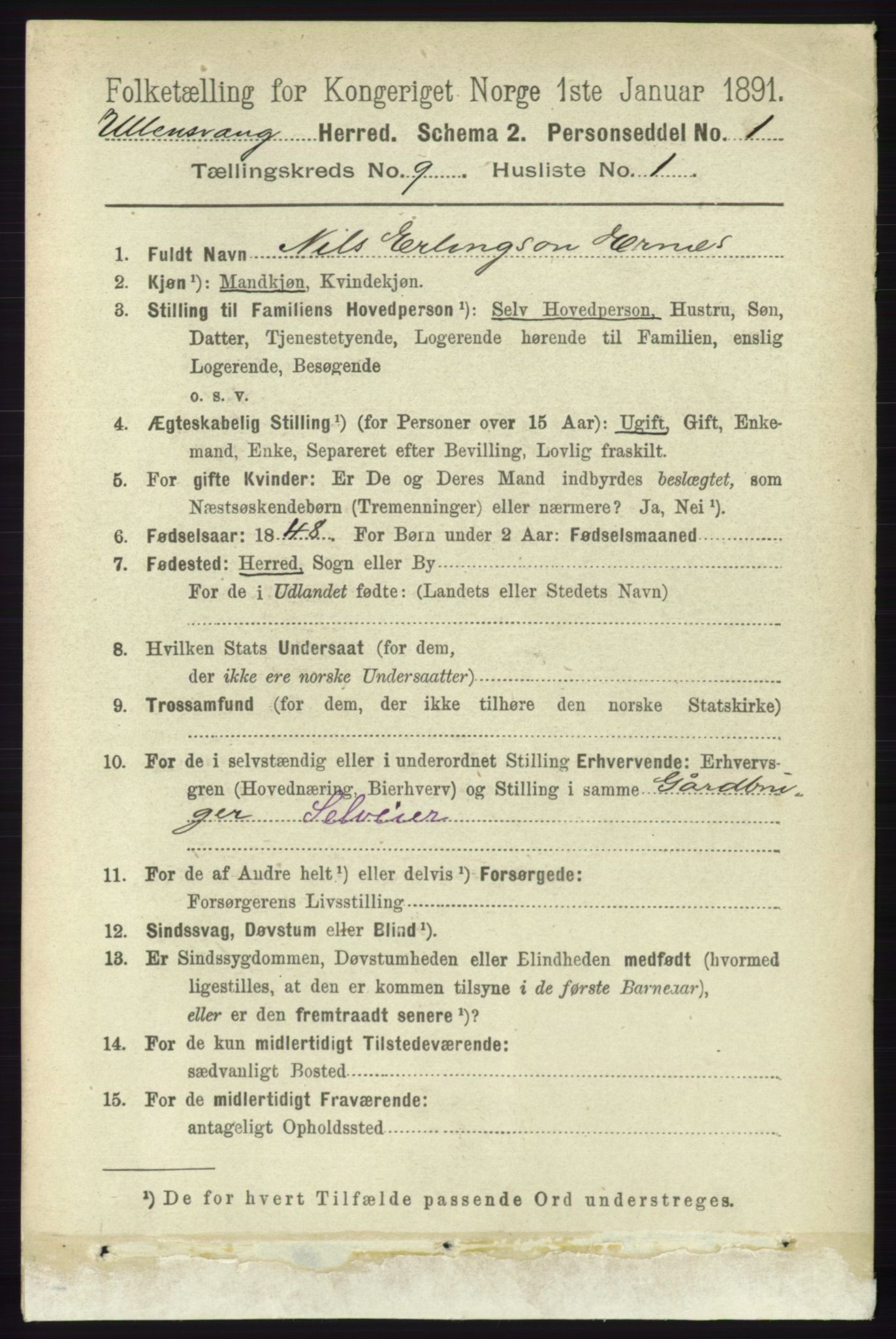 RA, 1891 census for 1230 Ullensvang, 1891, p. 3163