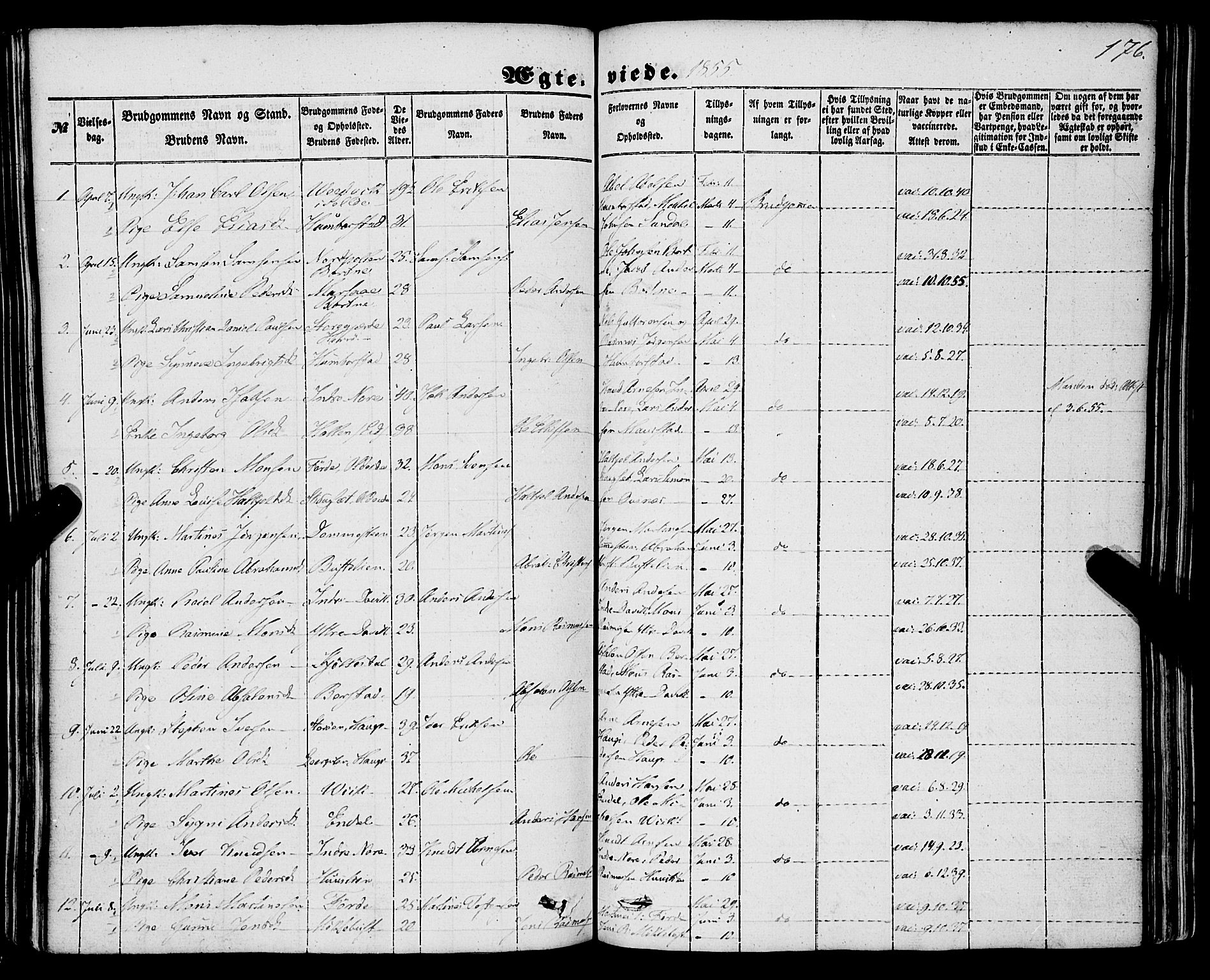 Davik sokneprestembete, SAB/A-79701/H/Haa/Haaa/L0005: Parish register (official) no. A 5, 1850-1866, p. 176