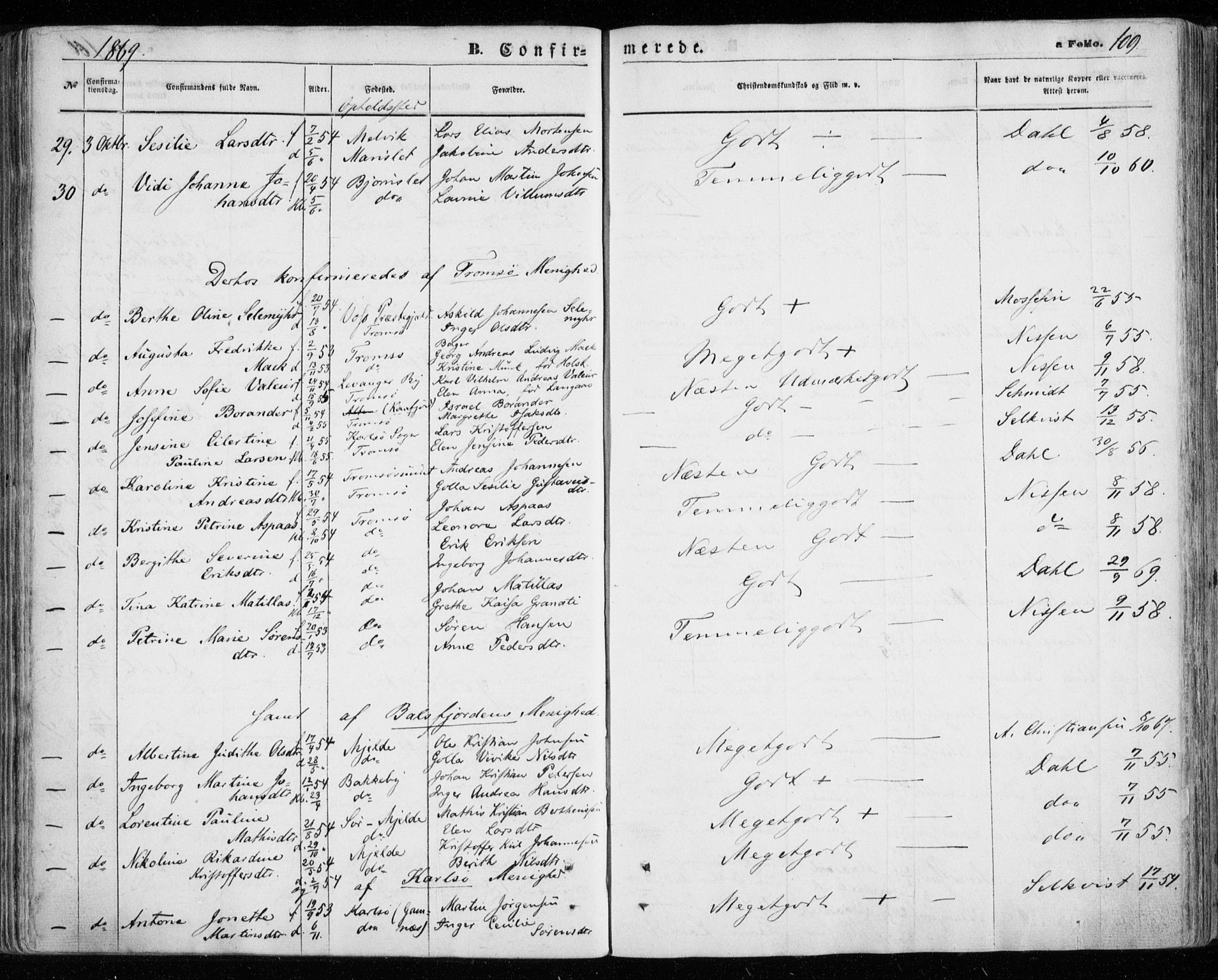 Tromsøysund sokneprestkontor, AV/SATØ-S-1304/G/Ga/L0002kirke: Parish register (official) no. 2, 1867-1875, p. 109