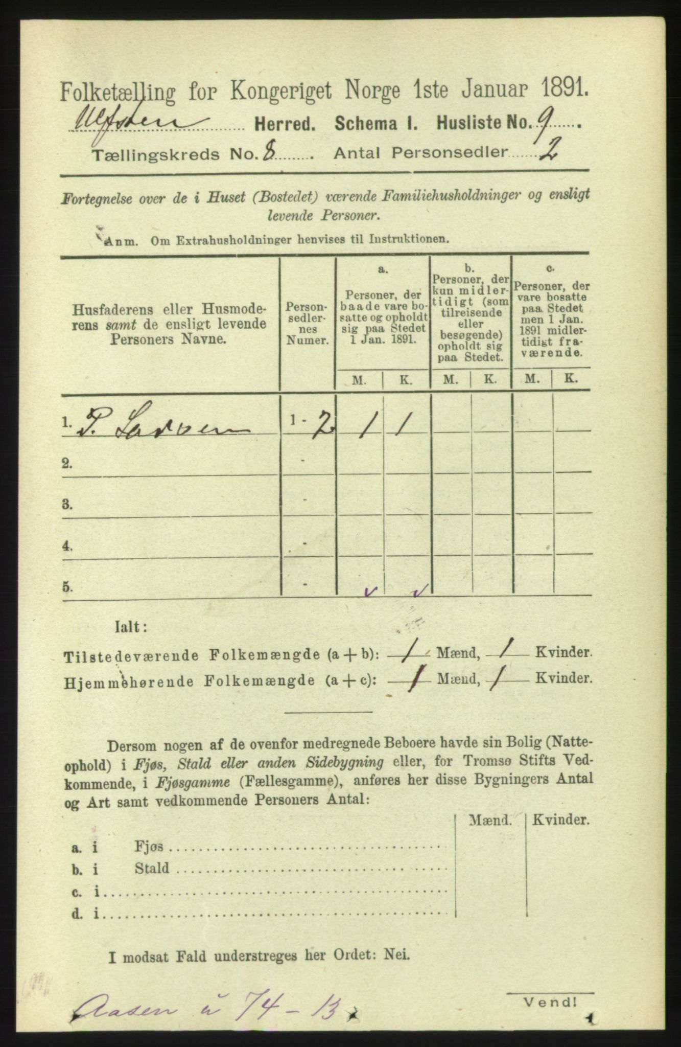 RA, 1891 census for 1516 Ulstein, 1891, p. 2528