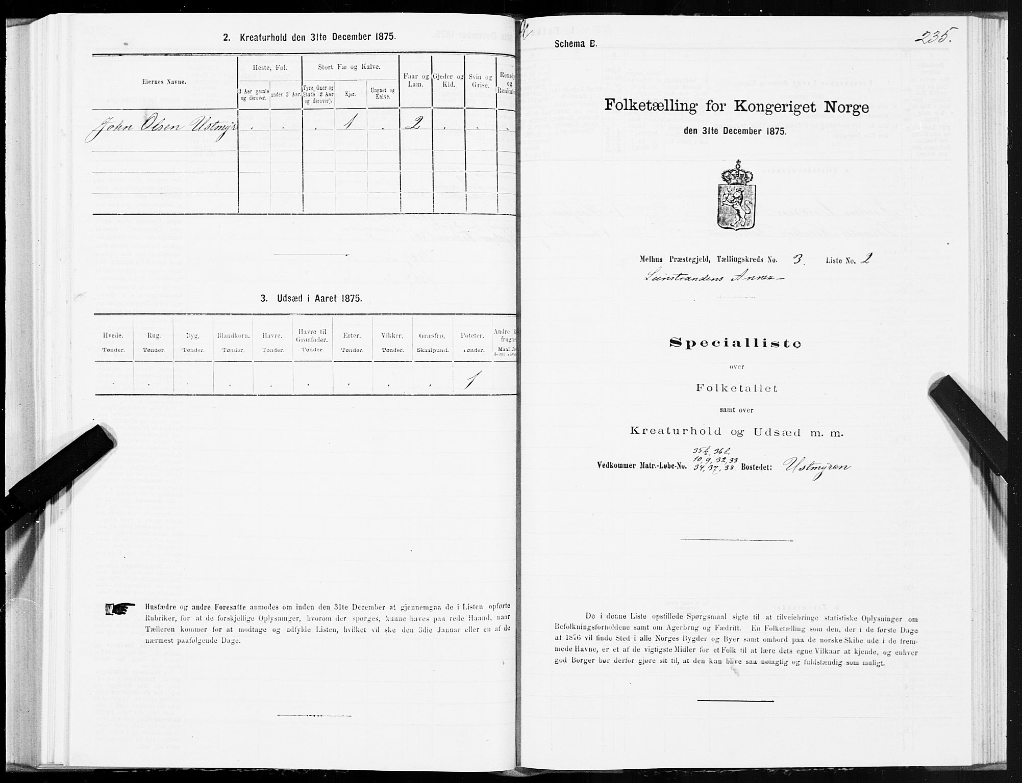 SAT, 1875 census for 1653P Melhus, 1875, p. 8235