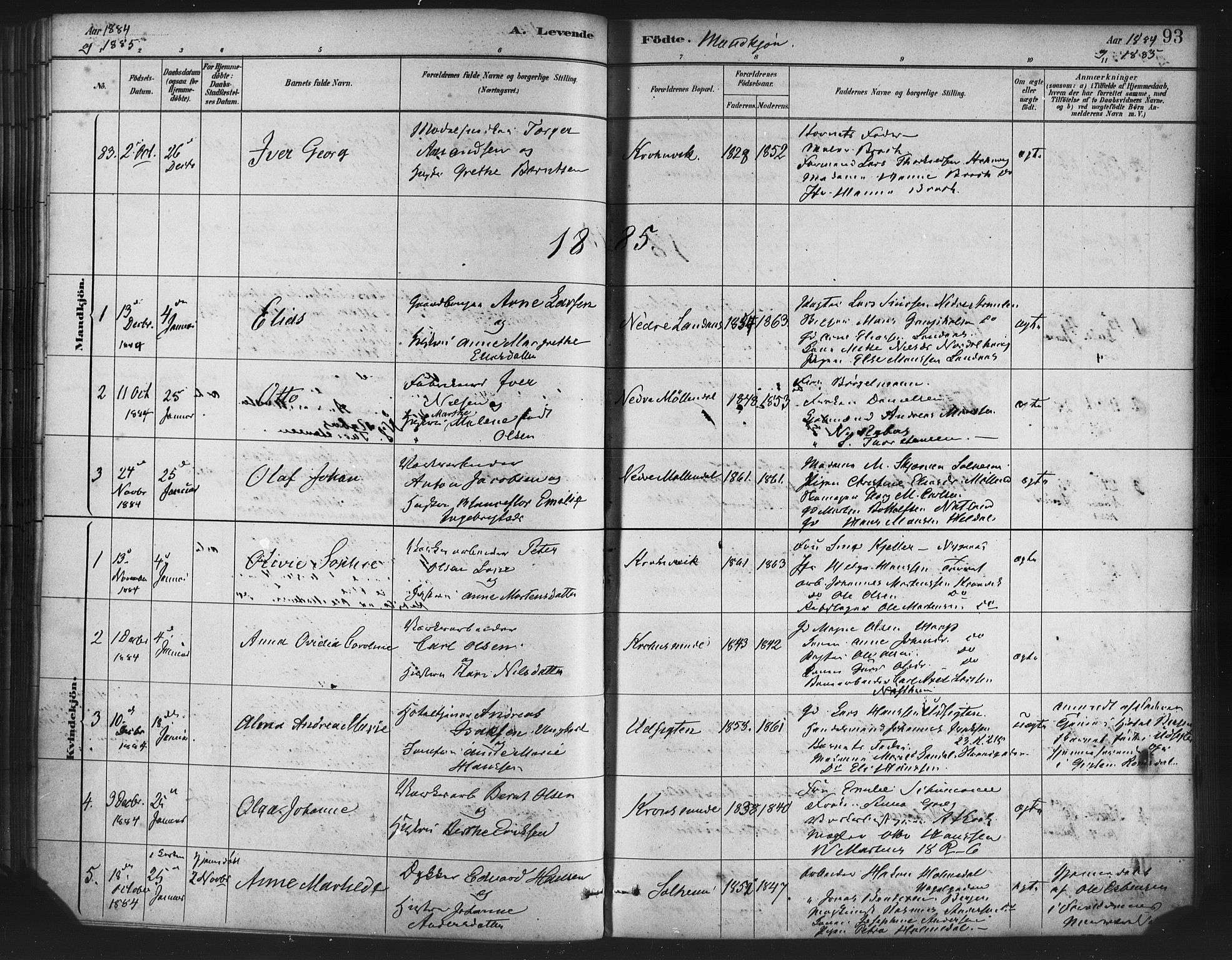 St. Jørgens hospital og Årstad sokneprestembete, SAB/A-99934: Parish register (official) no. A 7, 1879-1886, p. 93