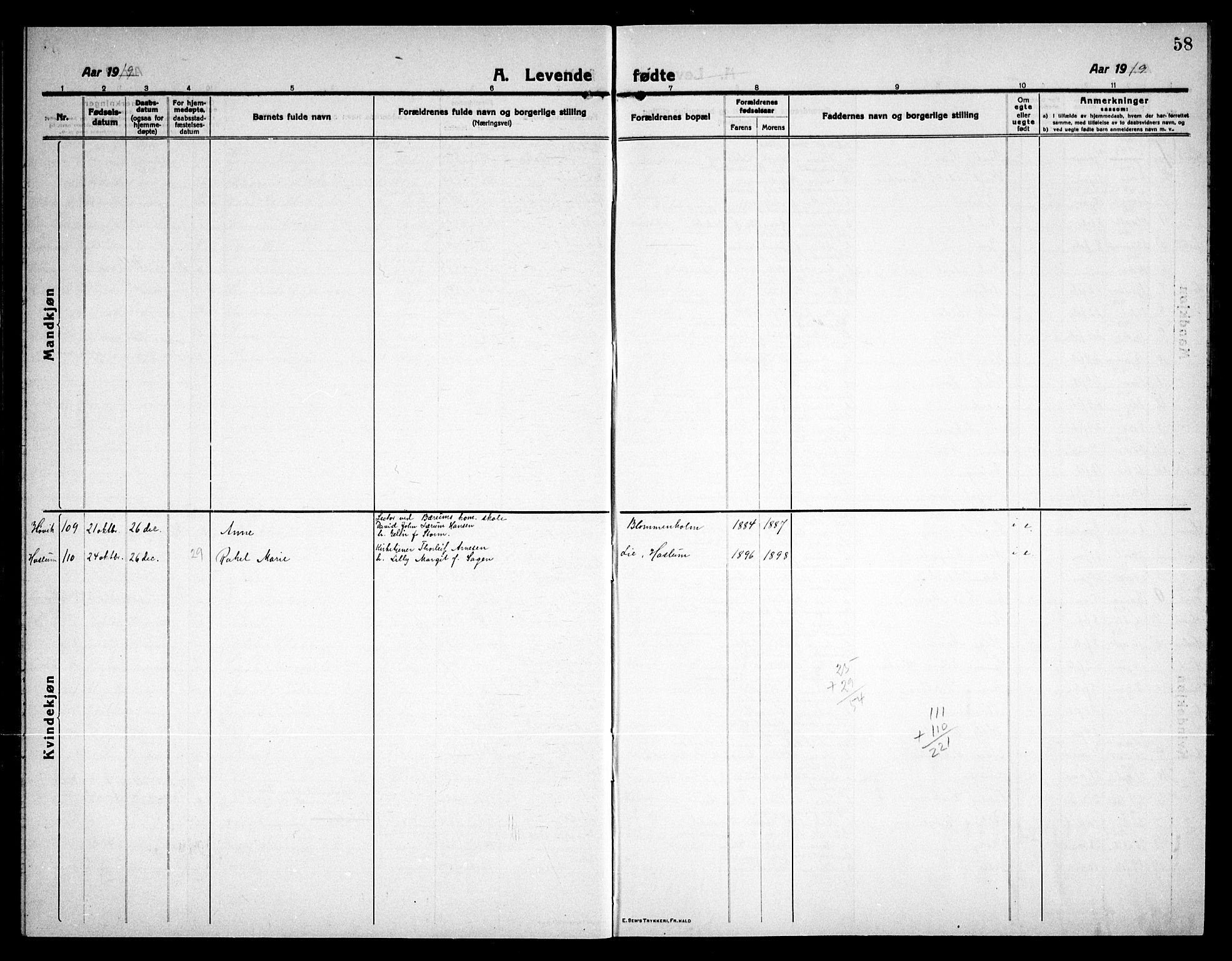 Østre Bærum prestekontor Kirkebøker, AV/SAO-A-10887/G/Ga/L0002: Parish register (copy) no. 2, 1912-1929, p. 58