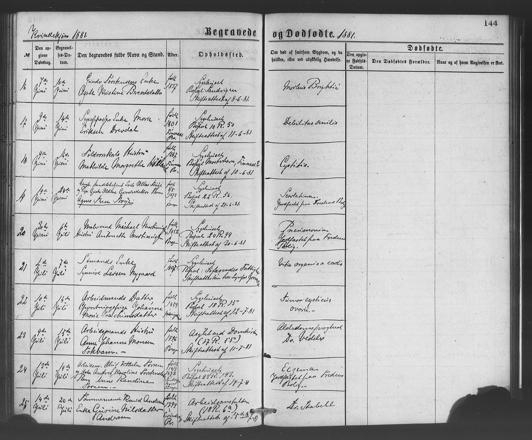 Bergen kommunale pleiehjem - stiftelsespresten, SAB/A-100281: Parish register (official) no. A 1, 1874-1886, p. 144