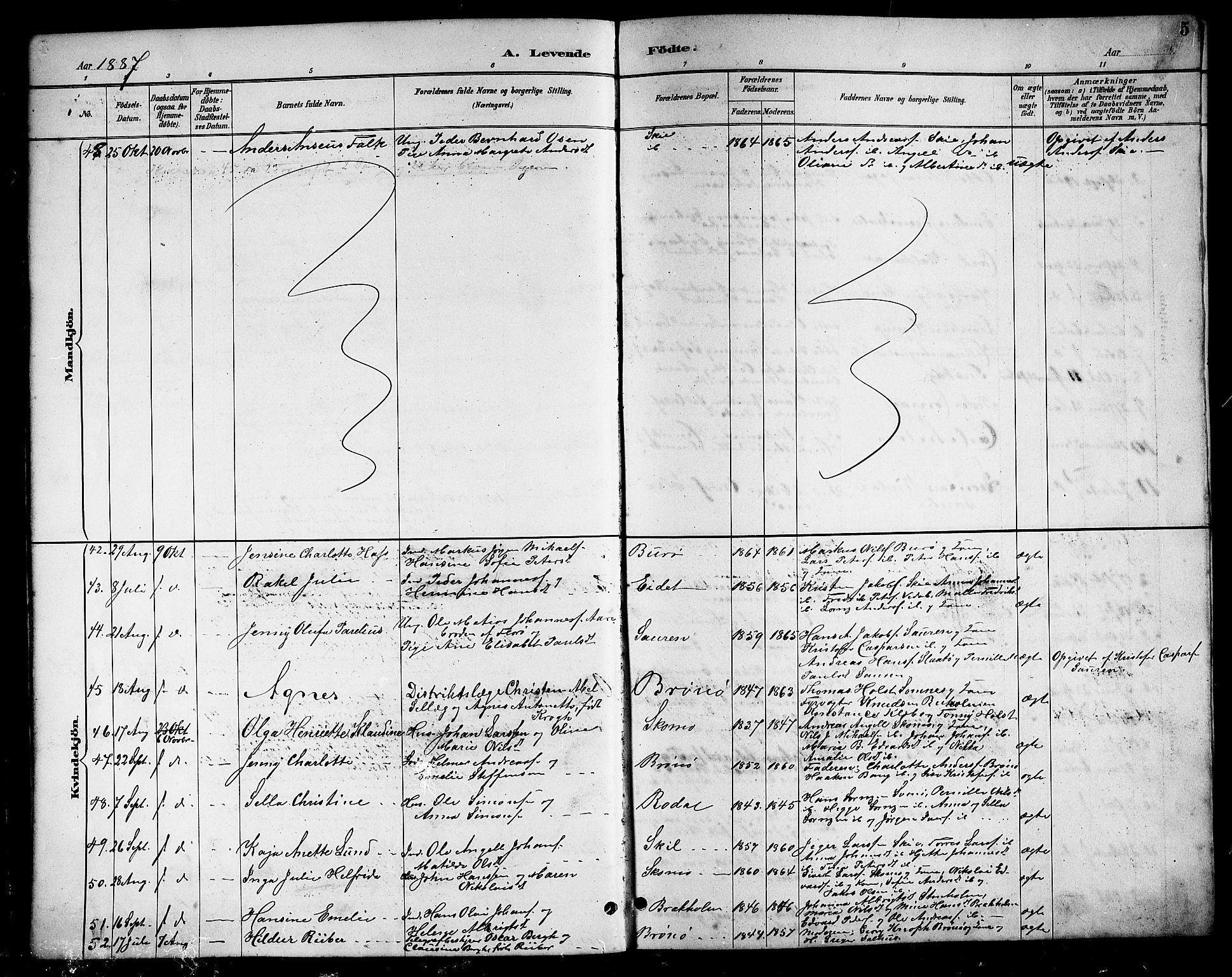 Ministerialprotokoller, klokkerbøker og fødselsregistre - Nordland, SAT/A-1459/813/L0213: Parish register (copy) no. 813C05, 1887-1903, p. 5