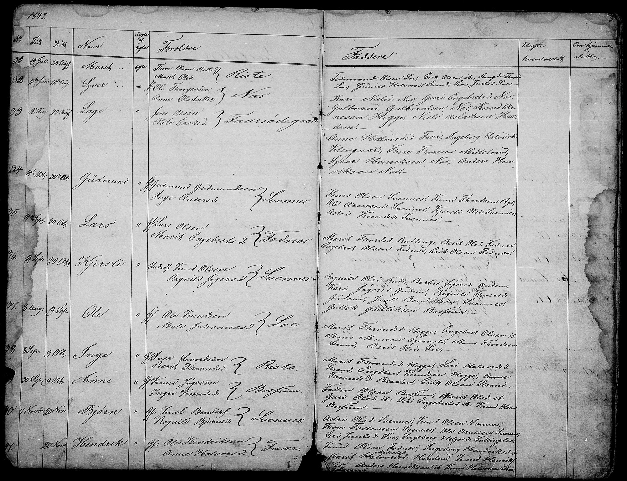 Nord-Aurdal prestekontor, SAH/PREST-132/H/Ha/Hab/L0003: Parish register (copy) no. 3, 1842-1882, p. 3