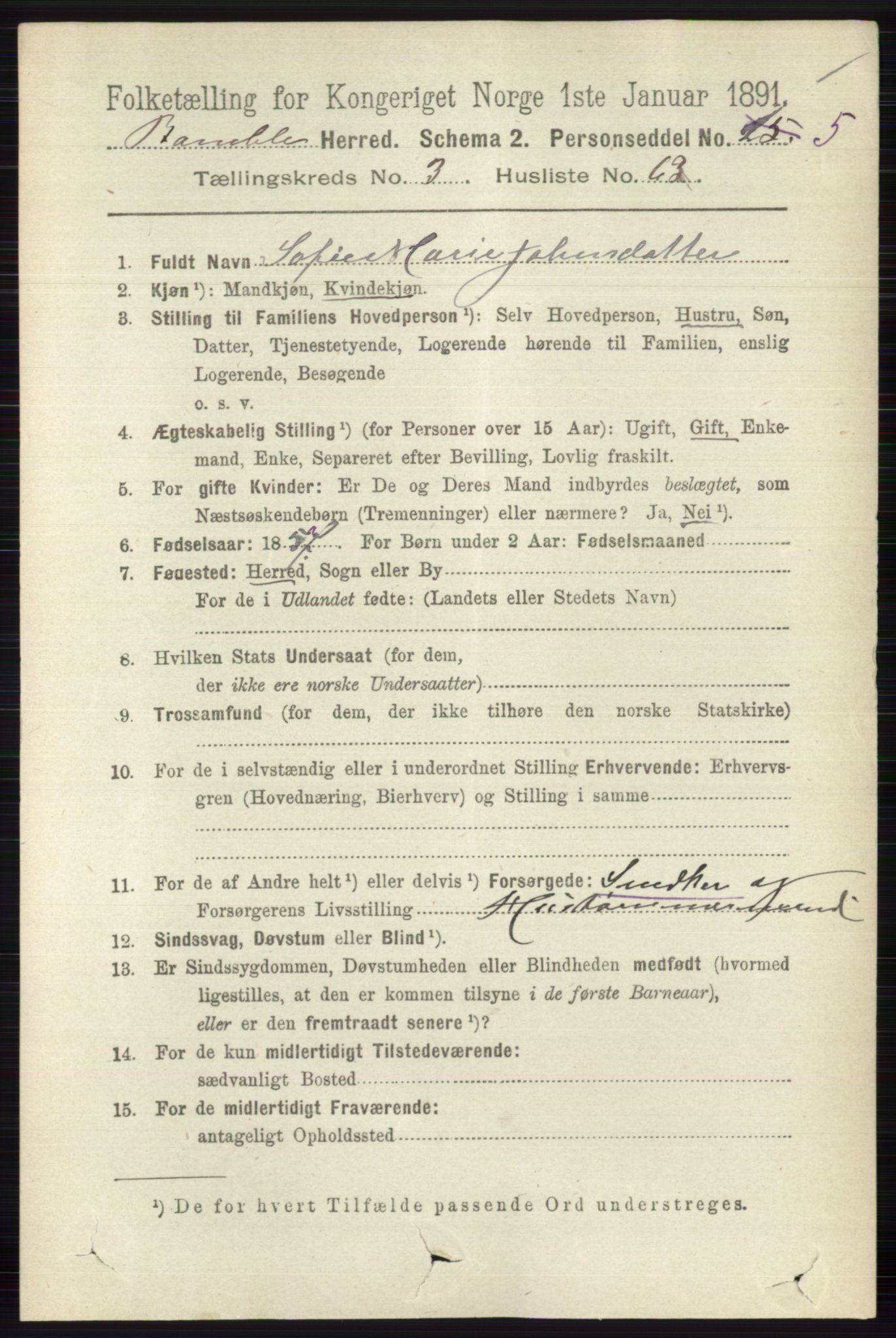 RA, 1891 census for 0814 Bamble, 1891, p. 1733