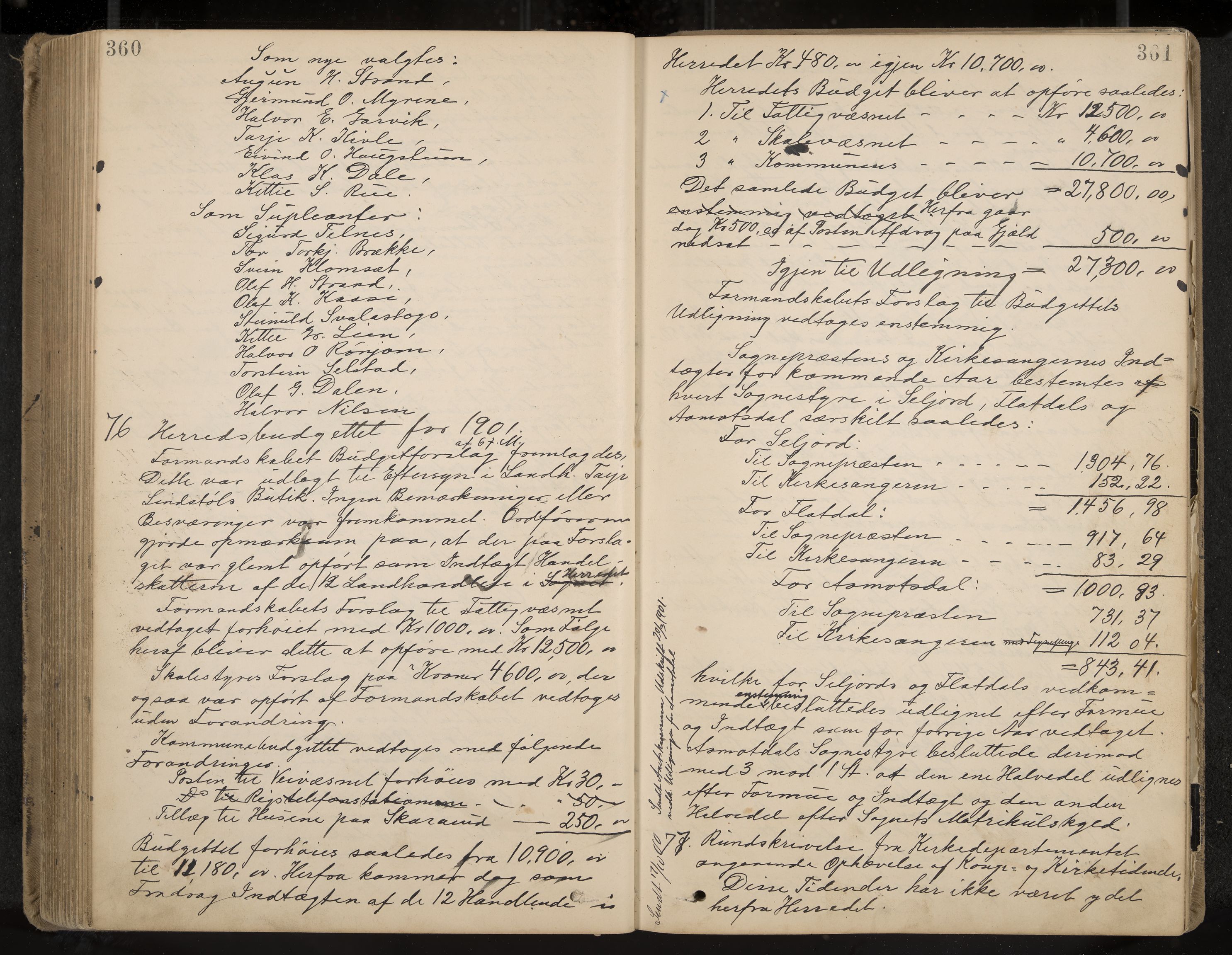 Seljord formannskap og sentraladministrasjon, IKAK/0828021/A/Aa/L0003: Møtebok med register, 1891-1905, p. 360-361