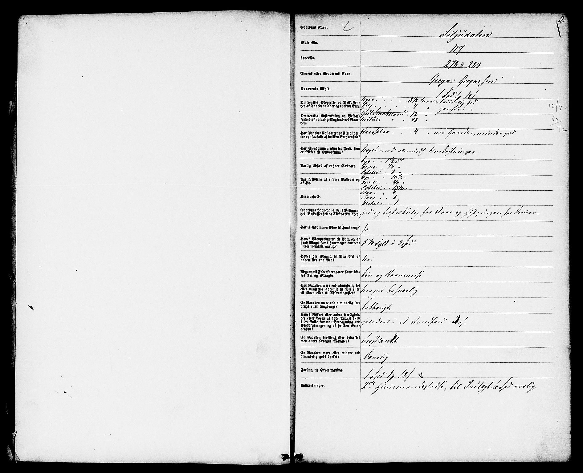 Matrikkelrevisjonen av 1863, AV/RA-S-1530/F/Fe/L0138/0001: Gransherad og Hovin / I. Kommiteens forslag til skylddeling, 1863