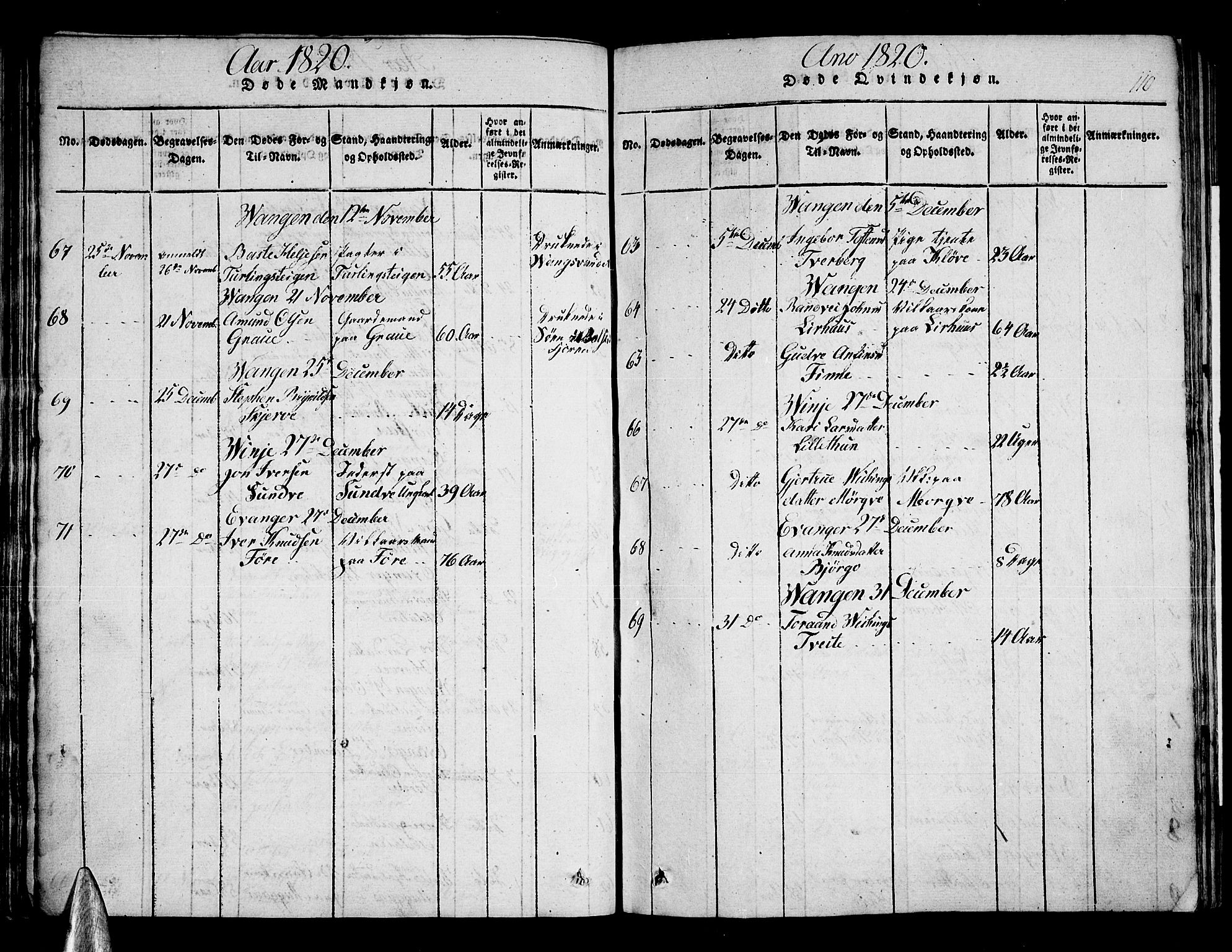 Voss sokneprestembete, AV/SAB-A-79001/H/Haa: Parish register (official) no. A 11, 1816-1827, p. 110
