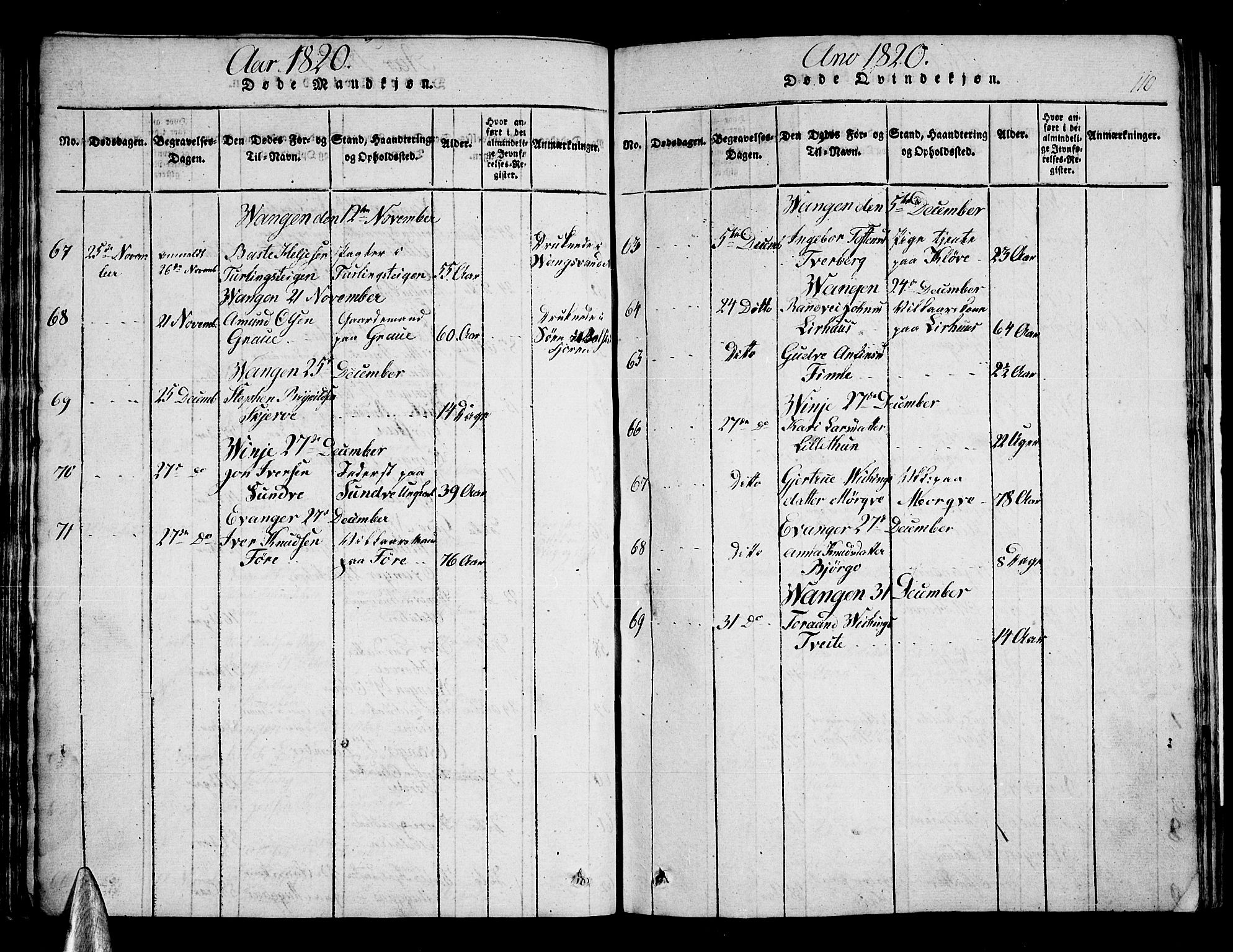 Voss sokneprestembete, AV/SAB-A-79001/H/Haa: Parish register (official) no. A 11, 1816-1827, p. 110