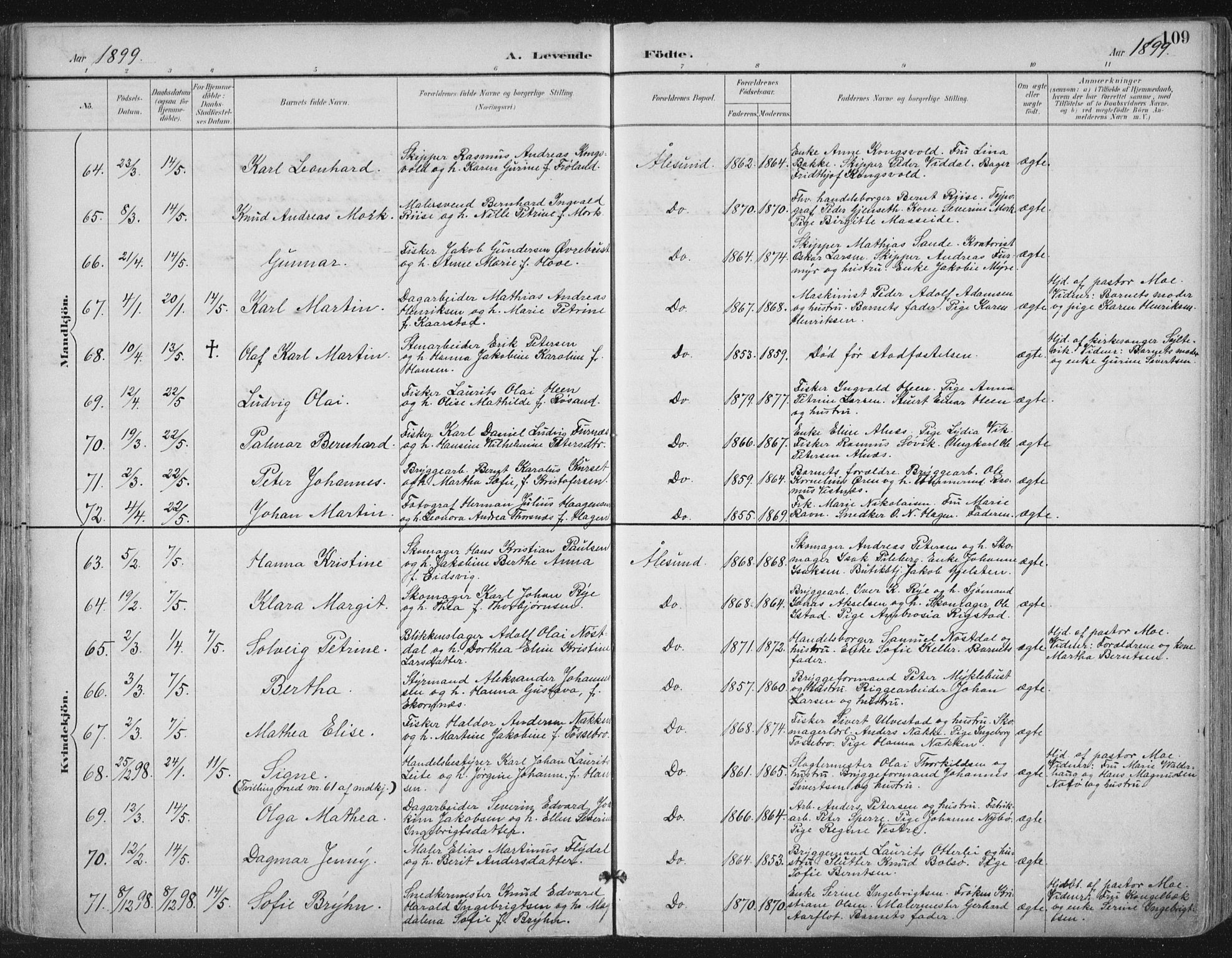 Ministerialprotokoller, klokkerbøker og fødselsregistre - Møre og Romsdal, AV/SAT-A-1454/529/L0456: Parish register (official) no. 529A06, 1894-1906, p. 109