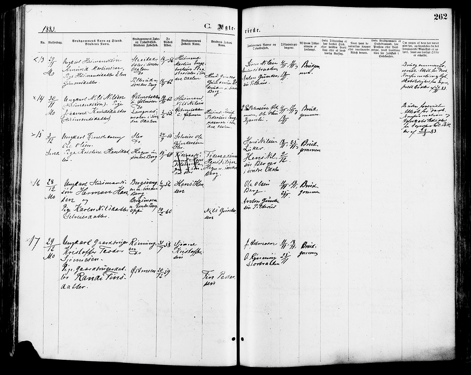 Nord-Odal prestekontor, AV/SAH-PREST-032/H/Ha/Haa/L0005: Parish register (official) no. 5, 1874-1885, p. 262