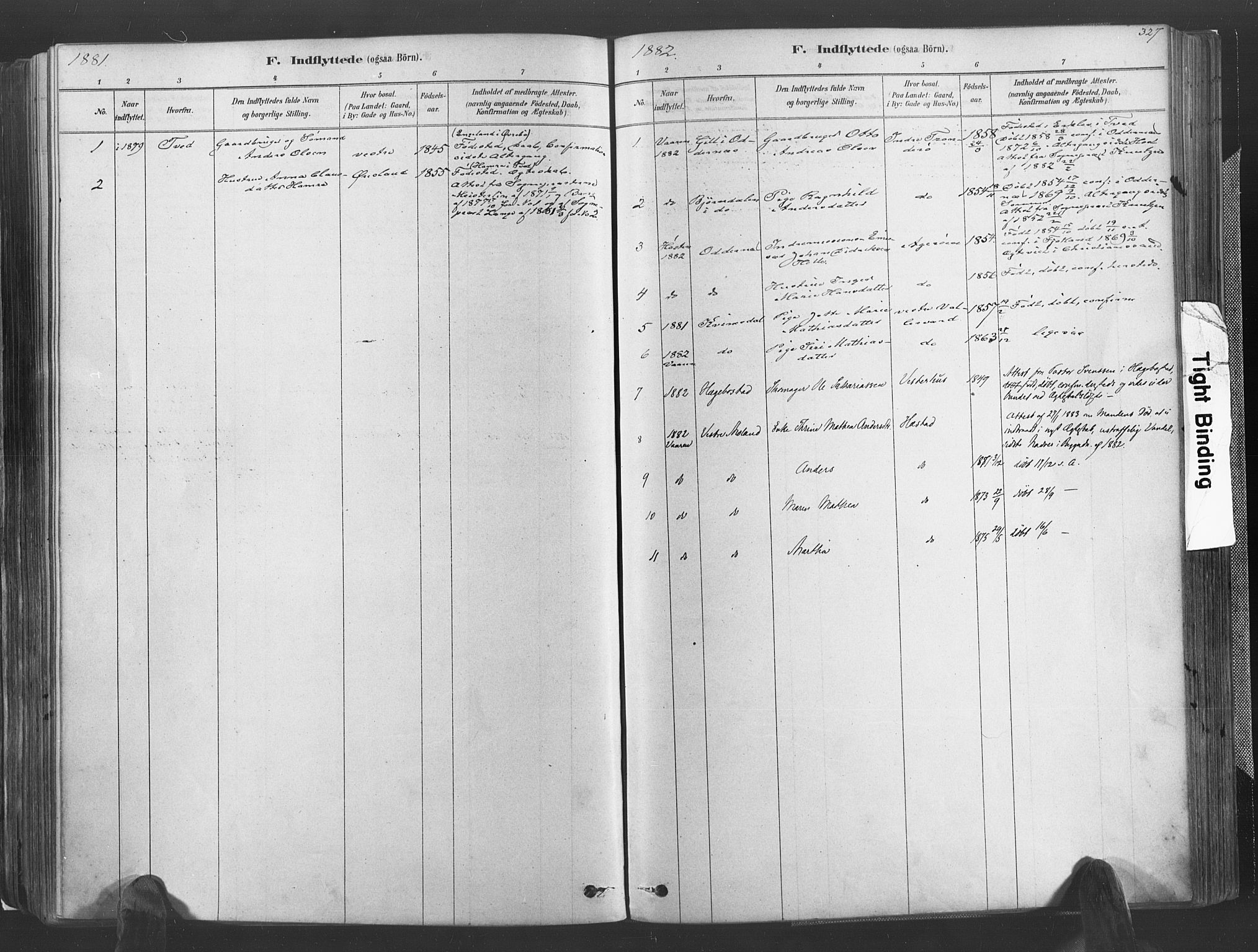 Høvåg sokneprestkontor, SAK/1111-0025/F/Fa/L0005: Parish register (official) no. A 5, 1878-1893, p. 327