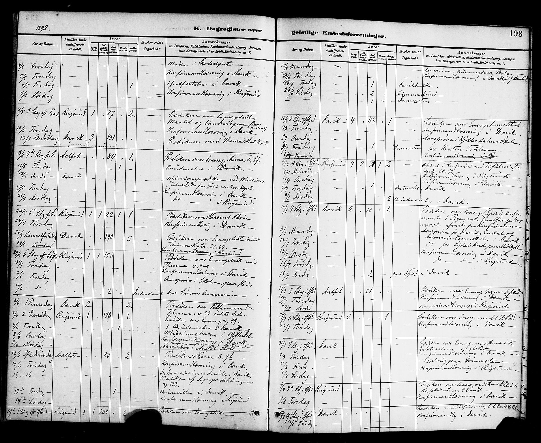 Davik sokneprestembete, AV/SAB-A-79701/H/Haa/Haab/L0001: Parish register (official) no. B 1, 1882-1900, p. 193