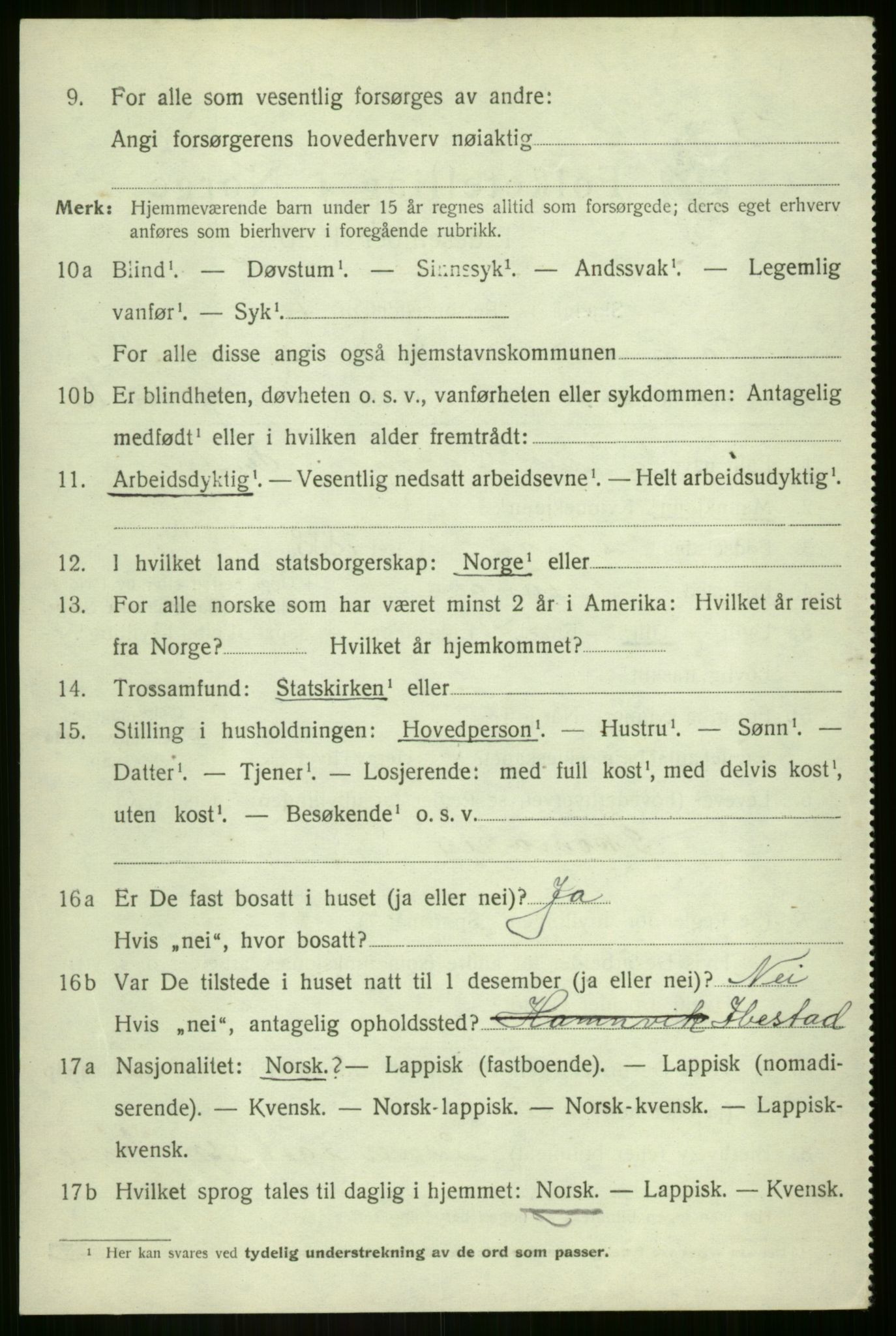 SATØ, 1920 census for Lavangen, 1920, p. 520