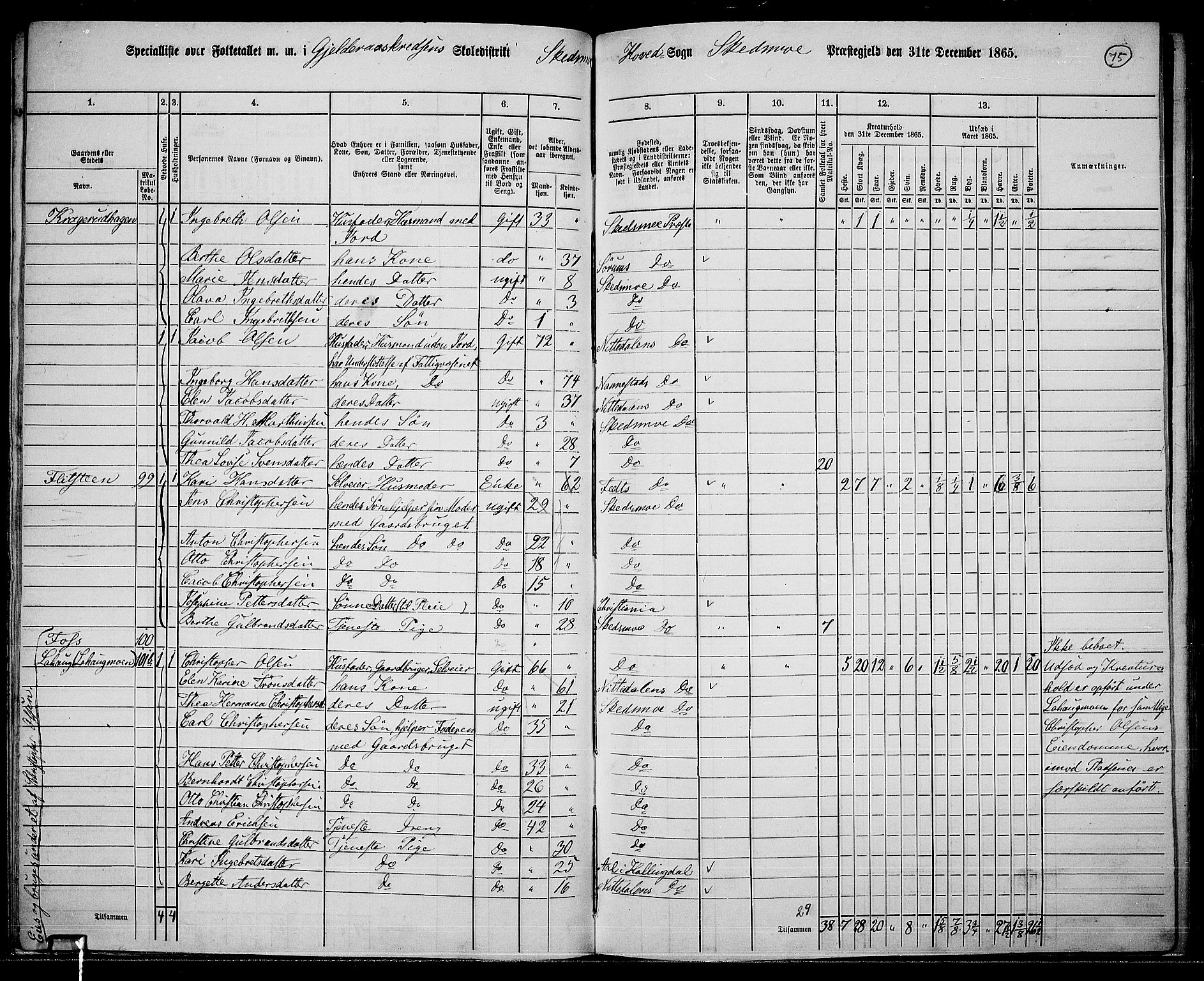 RA, 1865 census for Skedsmo, 1865, p. 67