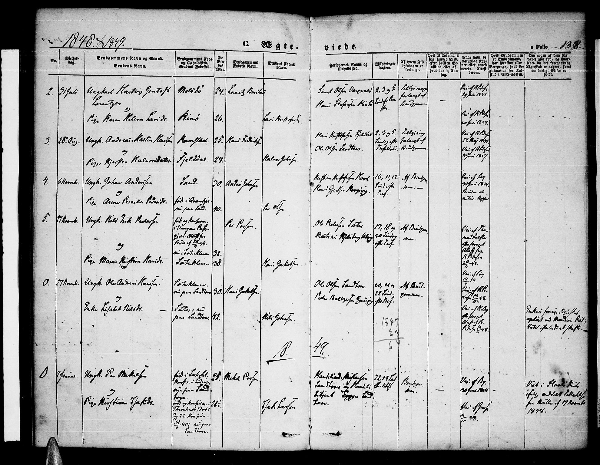 Ministerialprotokoller, klokkerbøker og fødselsregistre - Nordland, AV/SAT-A-1459/865/L0929: Parish register (copy) no. 865C01, 1840-1866, p. 138