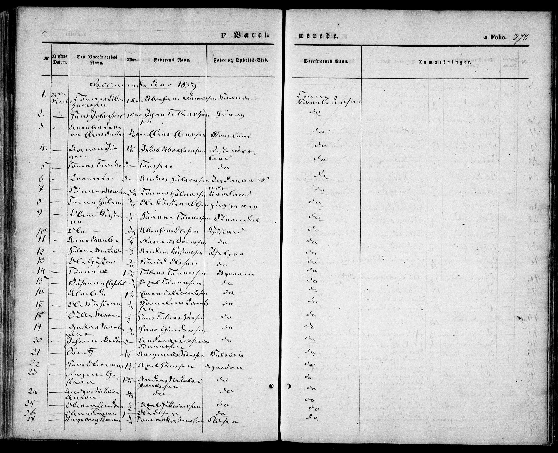 Høvåg sokneprestkontor, SAK/1111-0025/F/Fa/L0004: Parish register (official) no. A 4, 1859-1877, p. 378