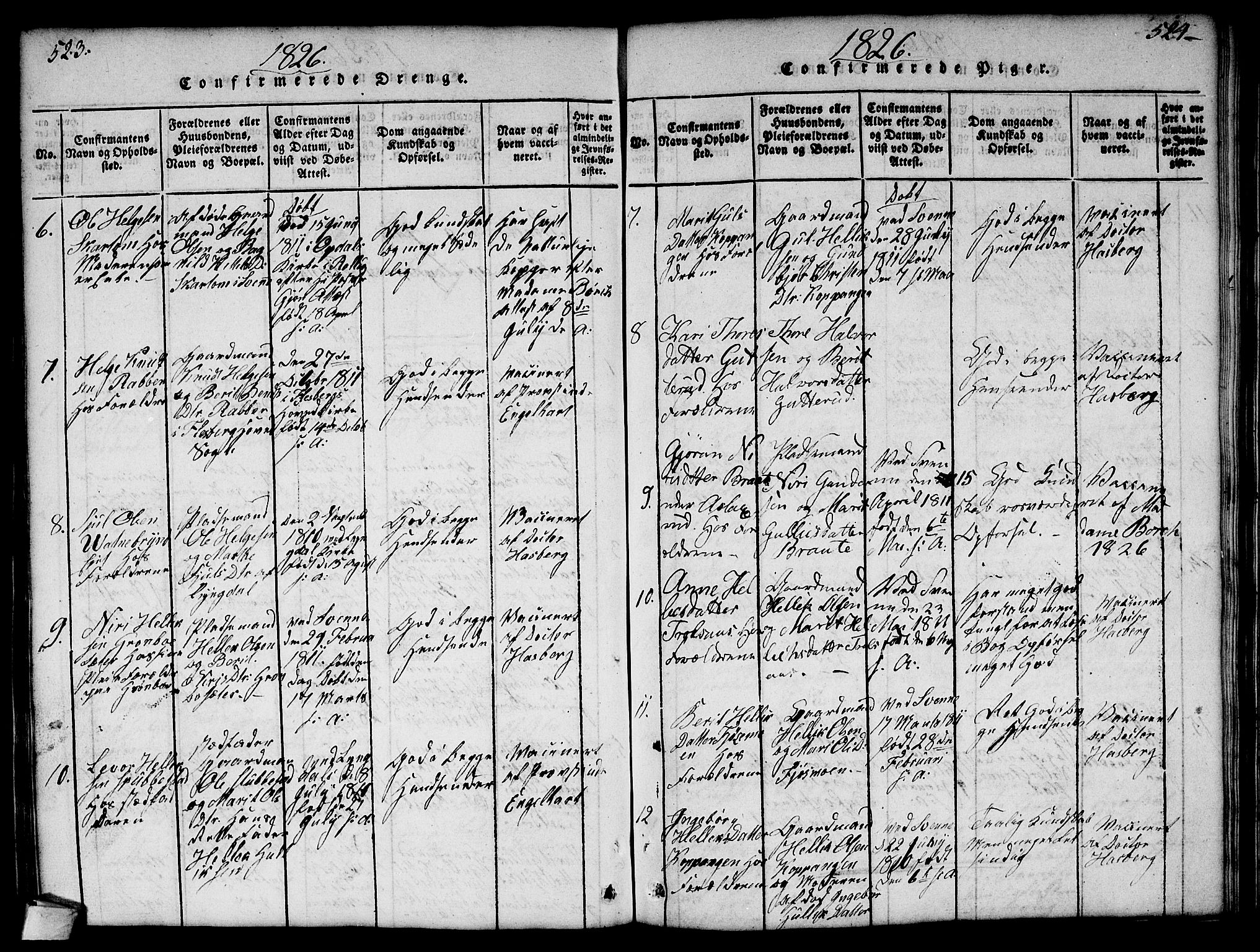 Flesberg kirkebøker, SAKO/A-18/G/Ga/L0001: Parish register (copy) no. I 1, 1816-1834, p. 523-524