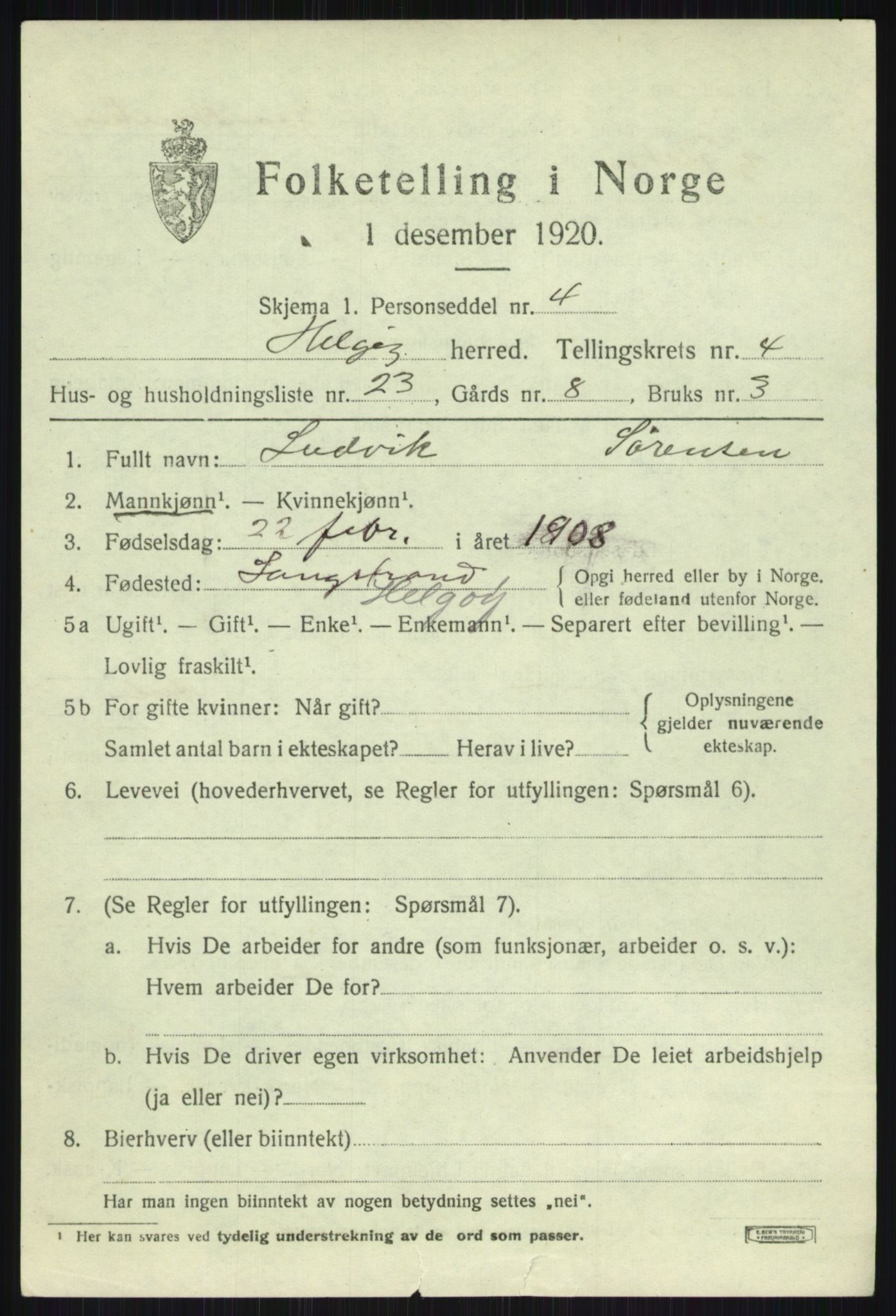 SATØ, 1920 census for Helgøy, 1920, p. 1928