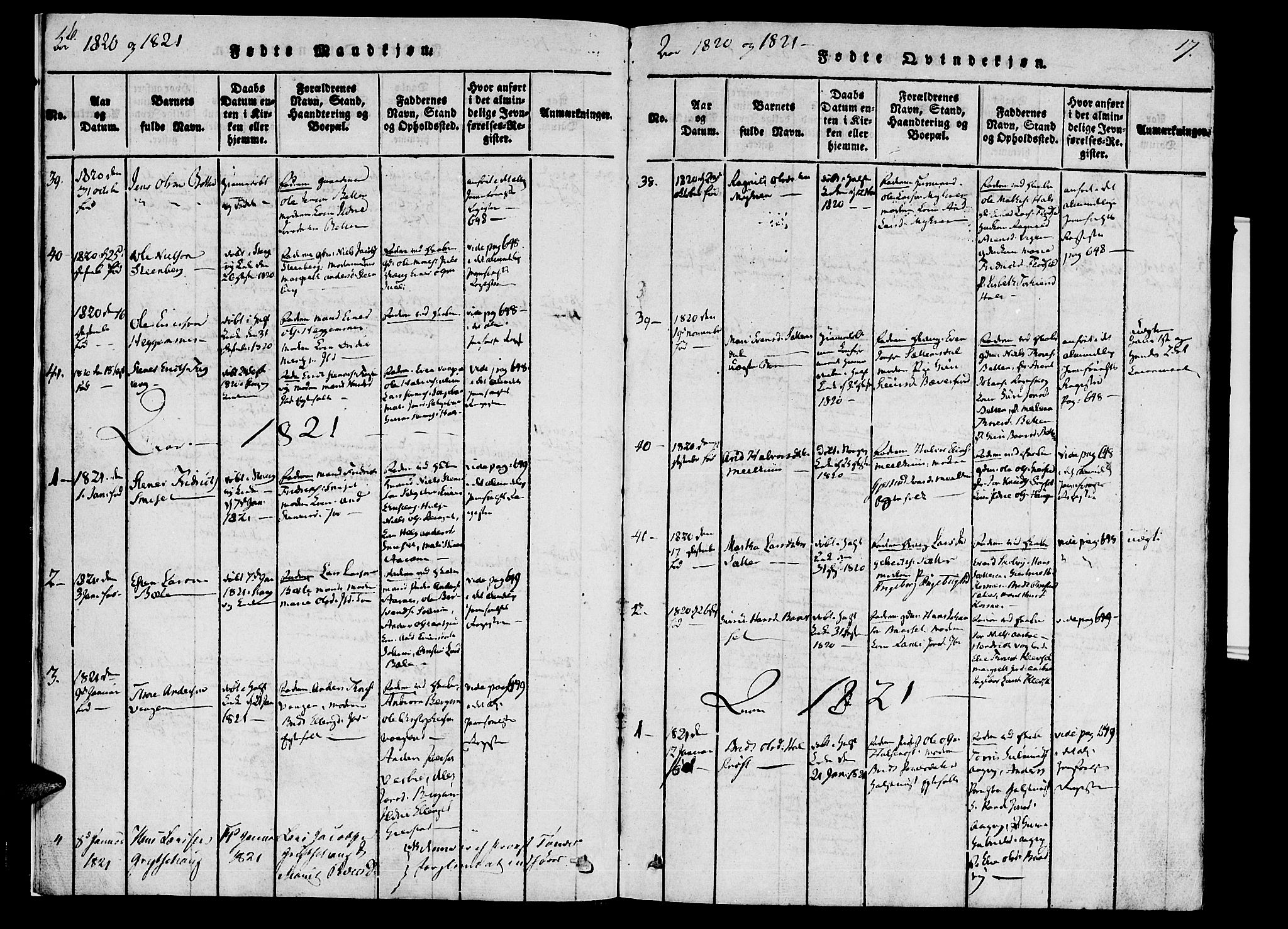 Ministerialprotokoller, klokkerbøker og fødselsregistre - Møre og Romsdal, AV/SAT-A-1454/592/L1023: Parish register (official) no. 592A02, 1820-1830, p. 16-17