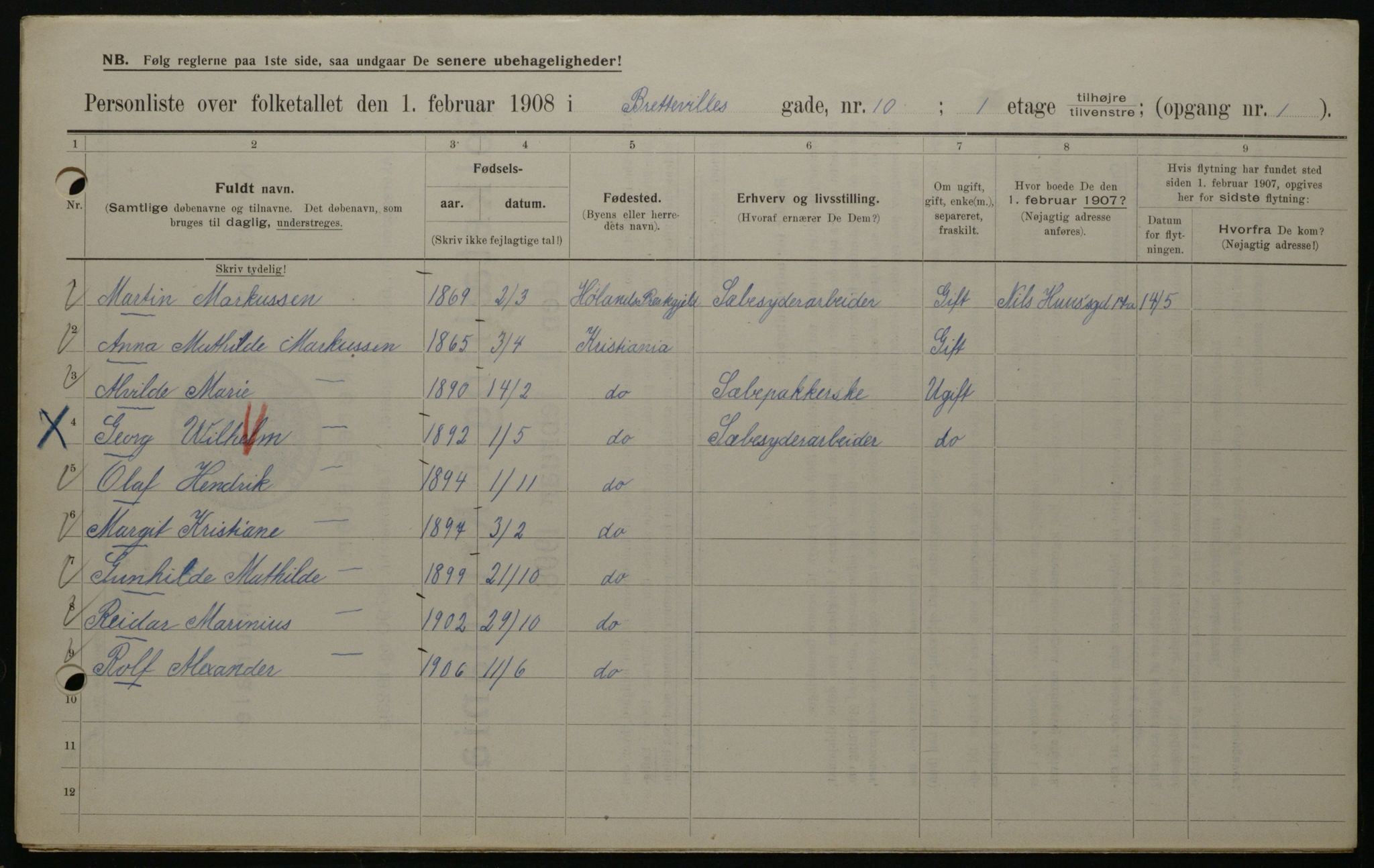 OBA, Municipal Census 1908 for Kristiania, 1908, p. 8356