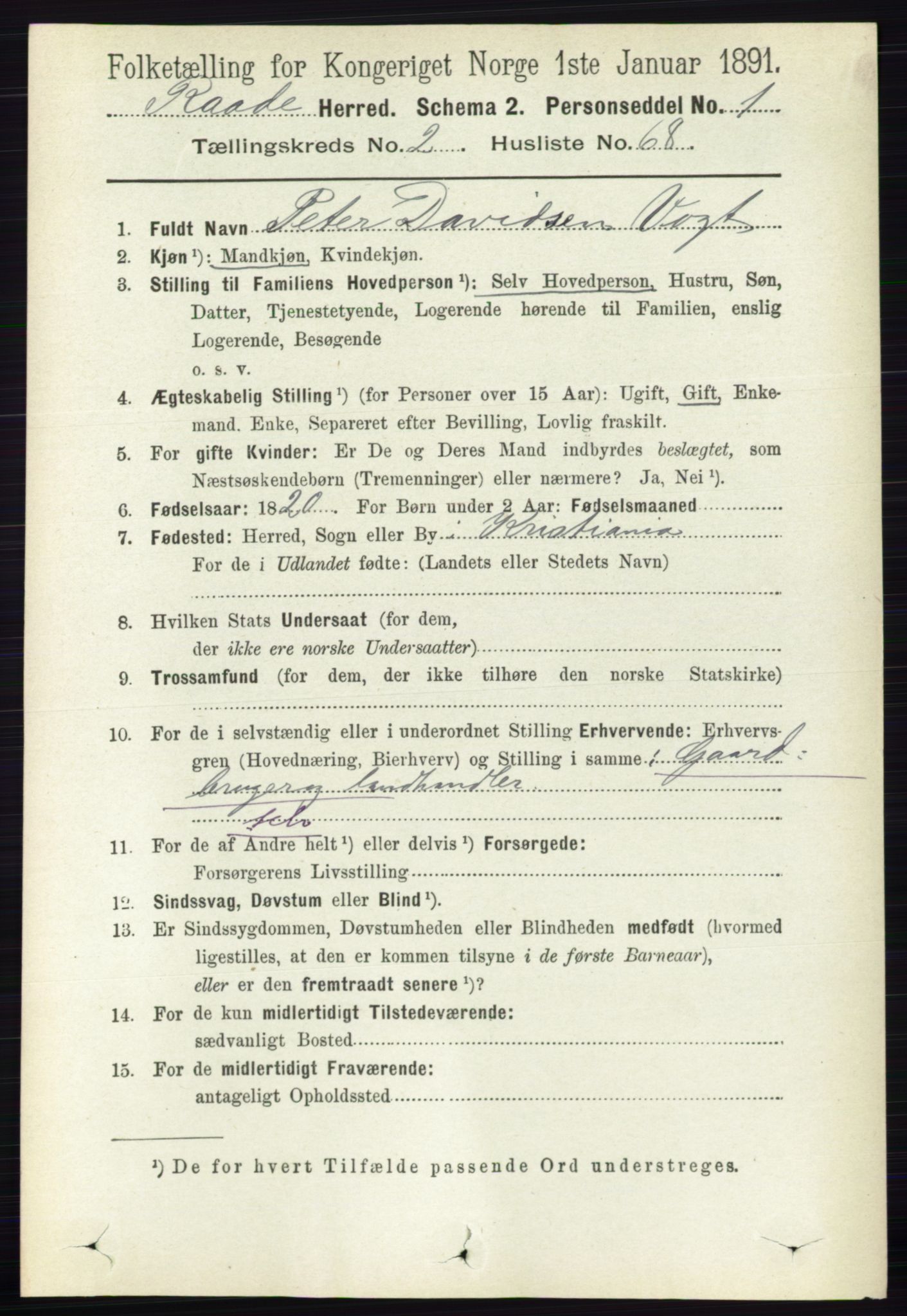 RA, 1891 census for 0135 Råde, 1891, p. 1021